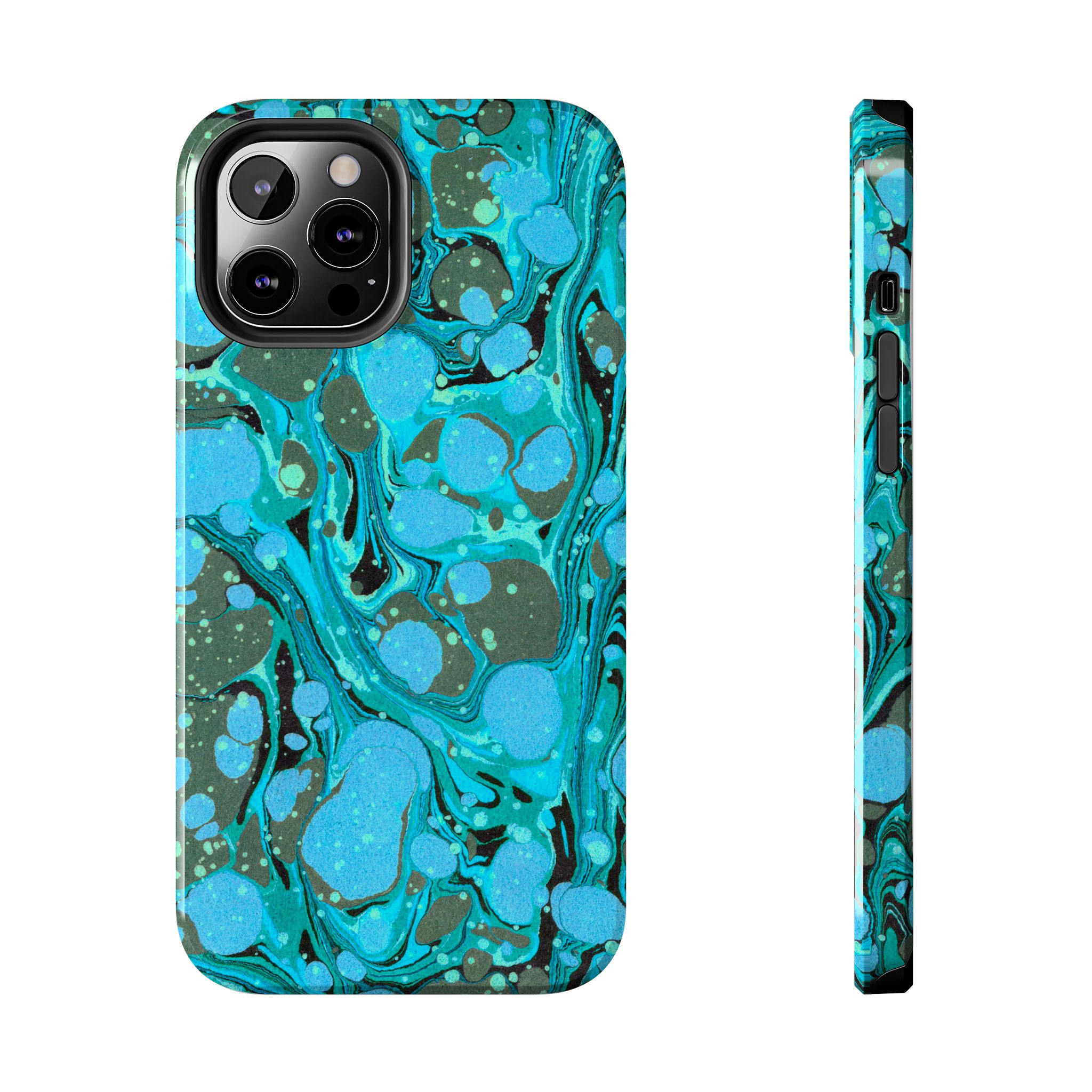 Marbled Phone Case - Aqua & Moss Green - Image 25