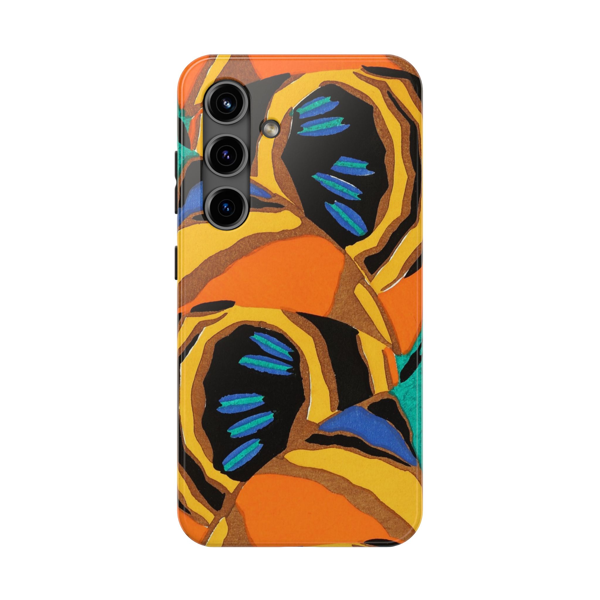 Orange, Black & Blue Abstract Phone Case - Image 81