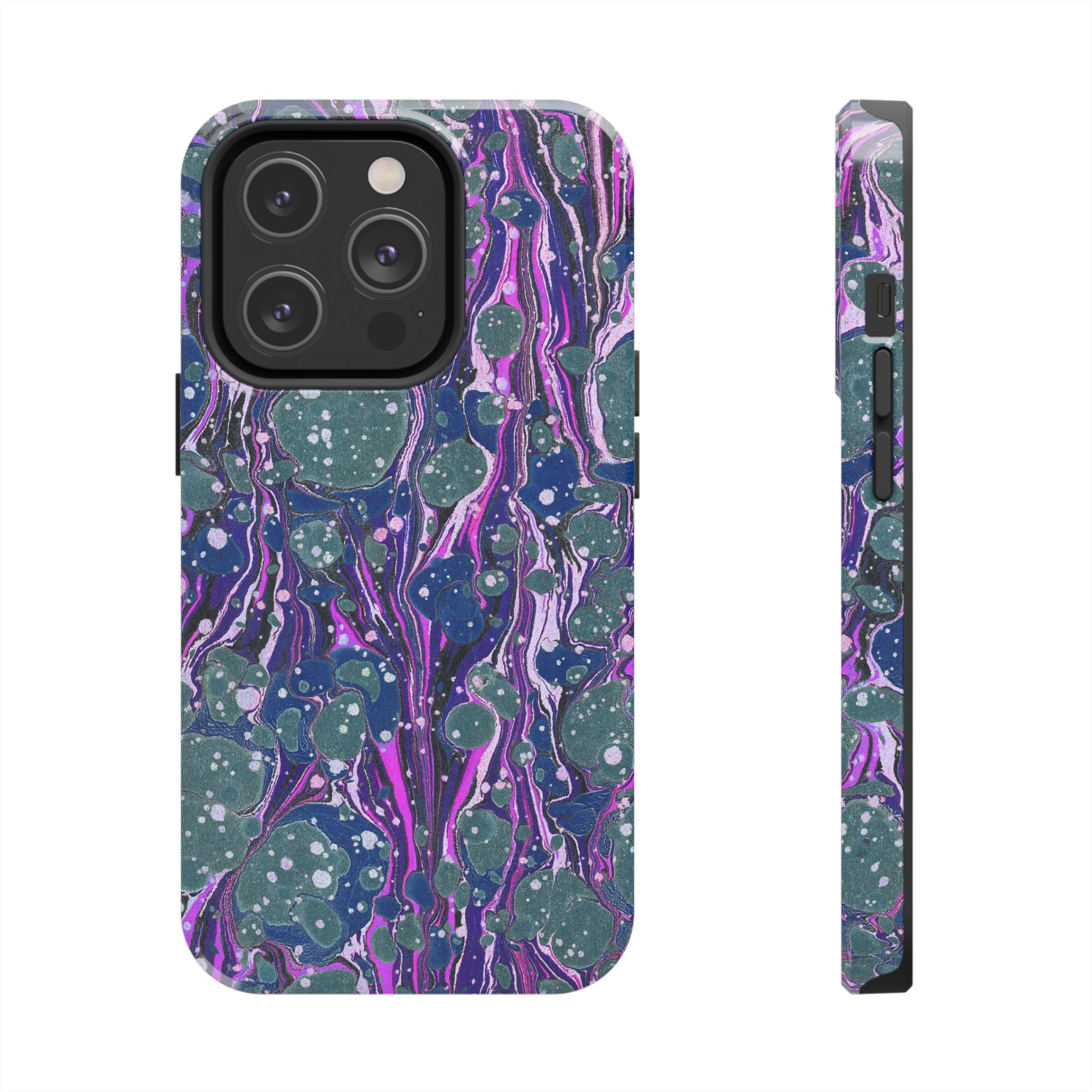 Marbled Phone Case - Navy, Magenta & Moss Green - Image 47