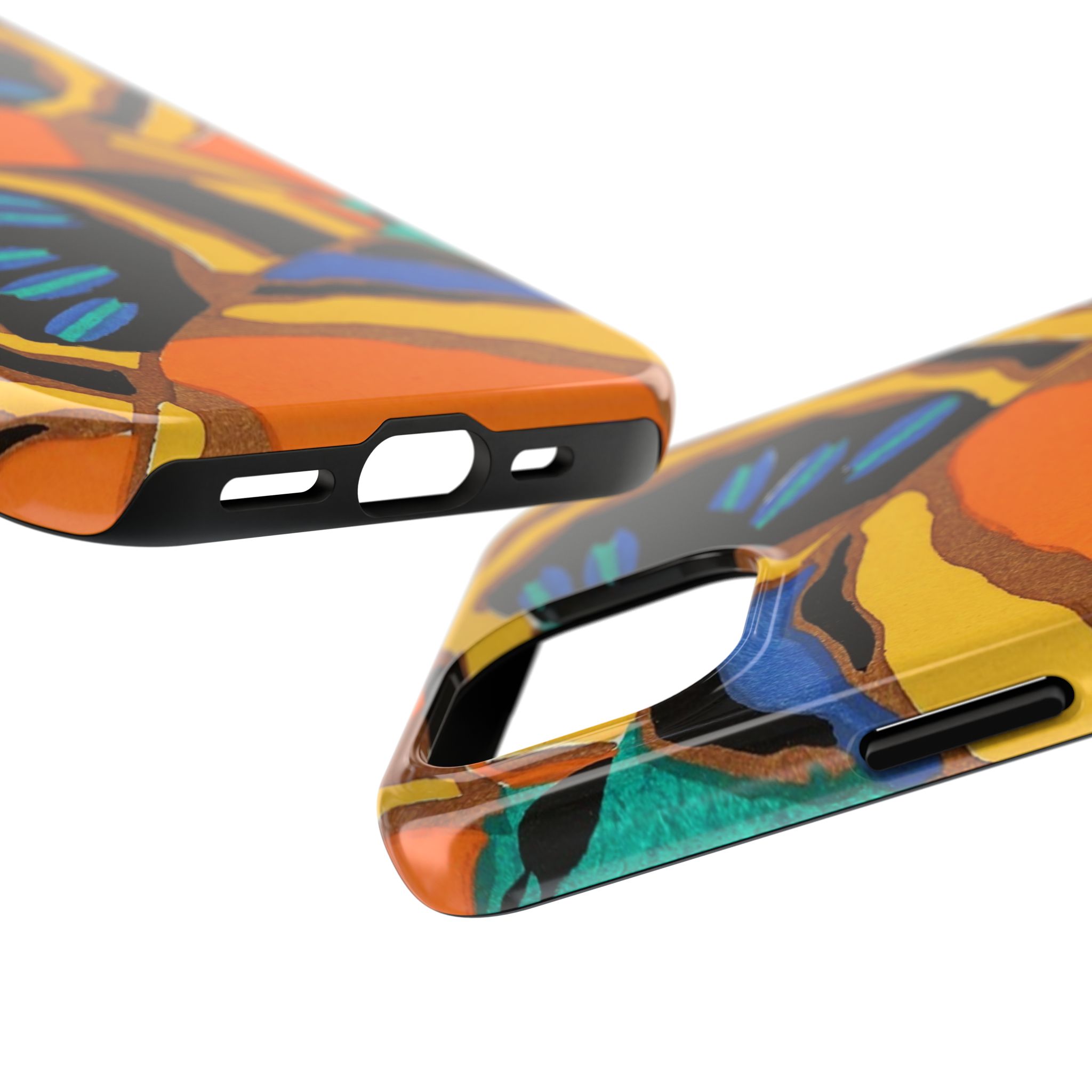 Orange, Black & Blue Abstract Phone Case - Image 55