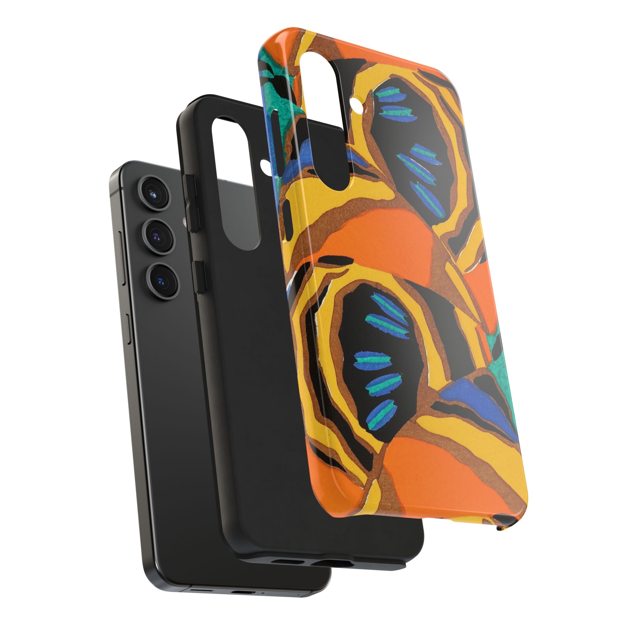 Orange, Black & Blue Abstract Phone Case - Image 84