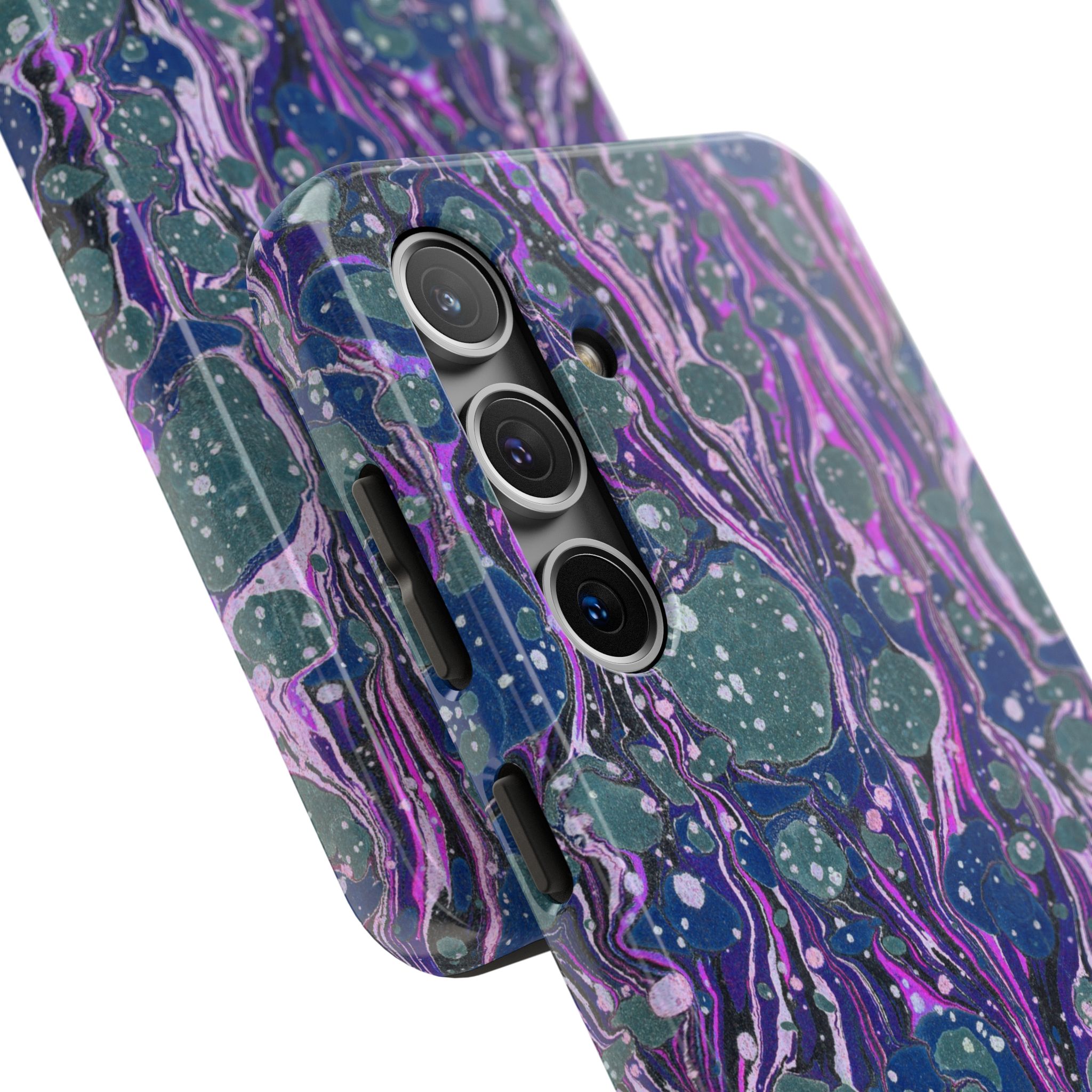 Marbled Phone Case - Navy, Magenta & Moss Green - Image 82