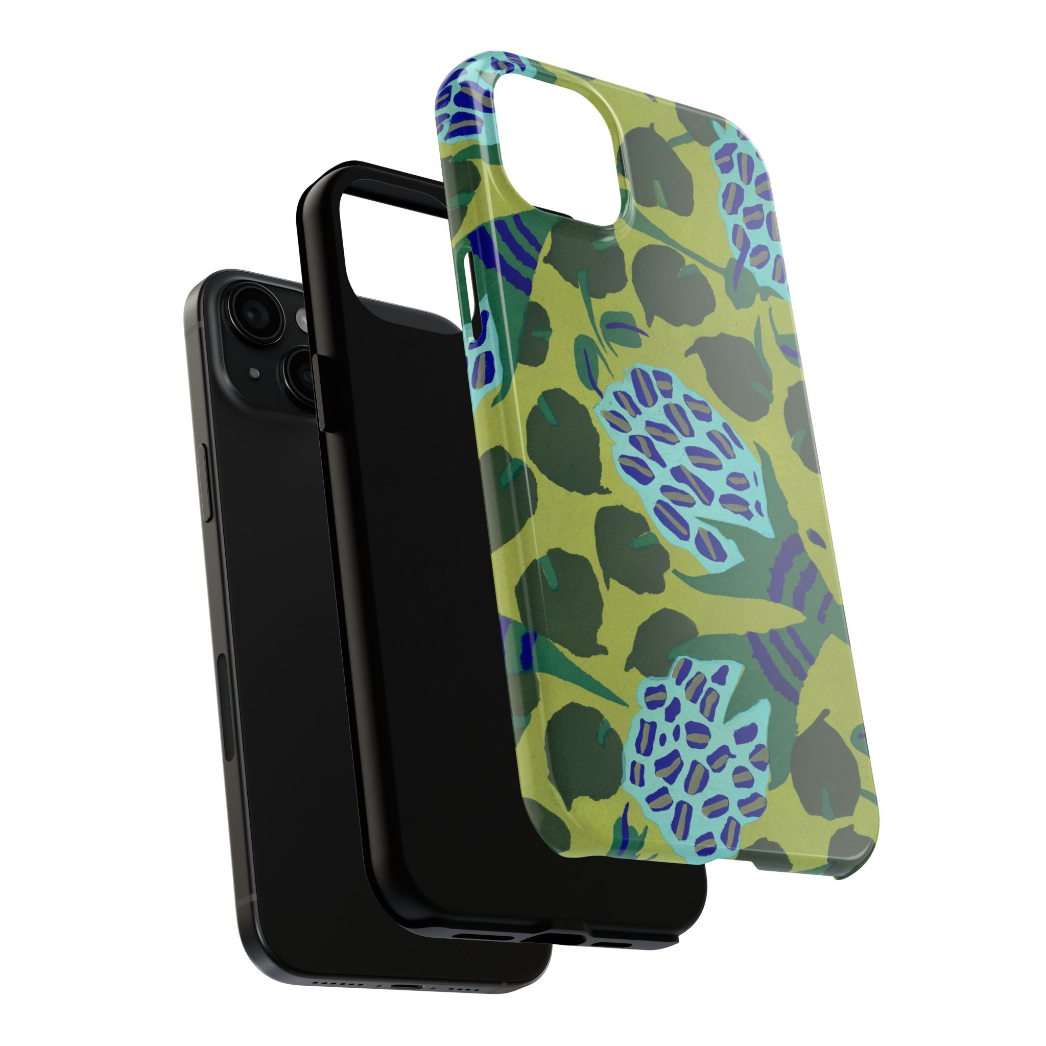Blue & Green Floral Abstract Phone Case - Image 64