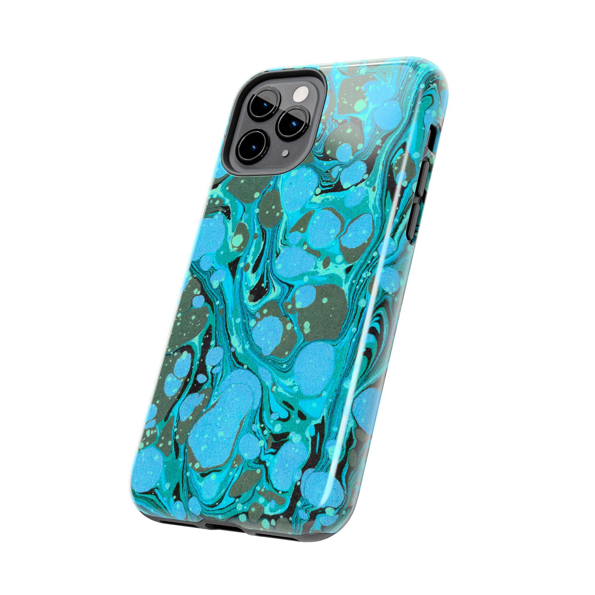 Marbled Phone Case - Aqua & Moss Green - Image 7