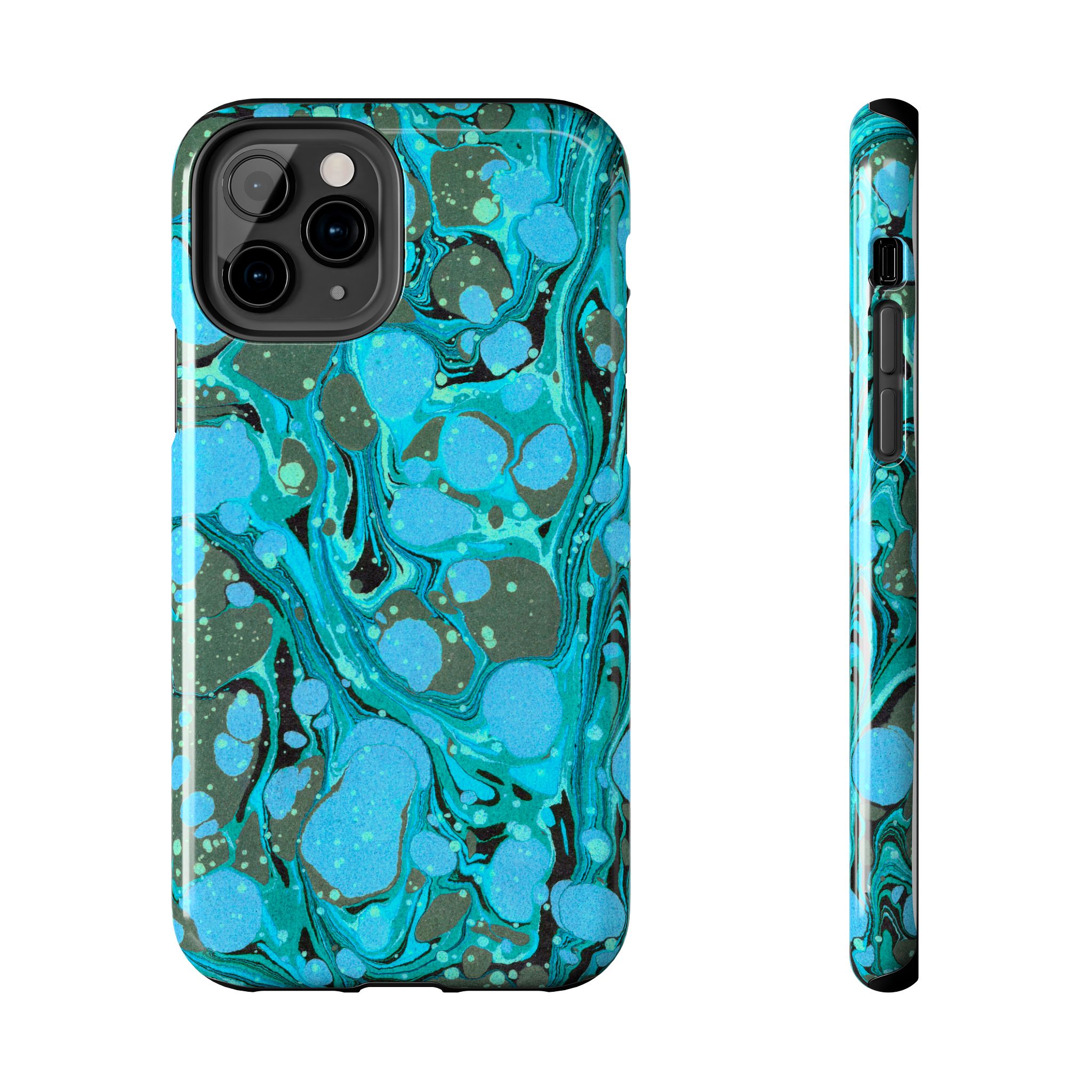 Marbled Phone Case - Aqua & Moss Green - Image 5