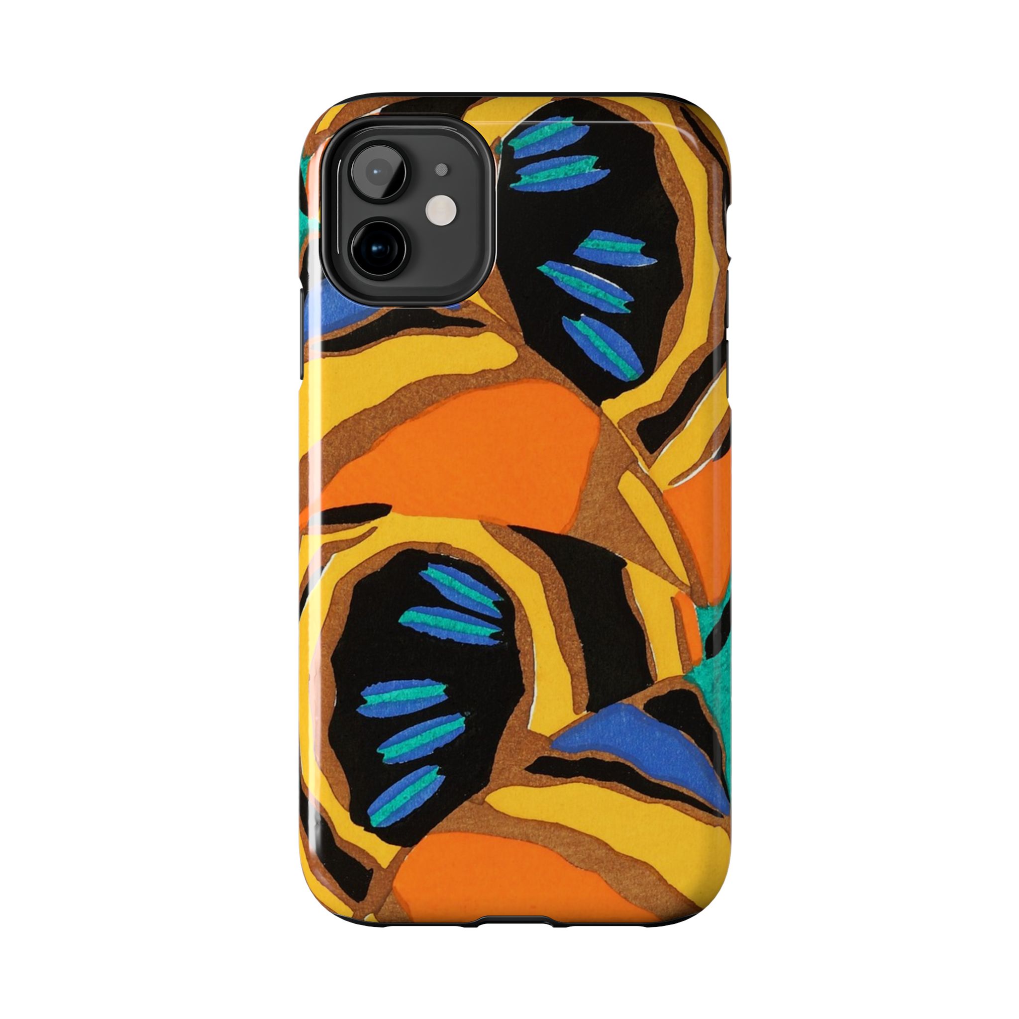 Orange, Black & Blue Abstract Phone Case - Image 2
