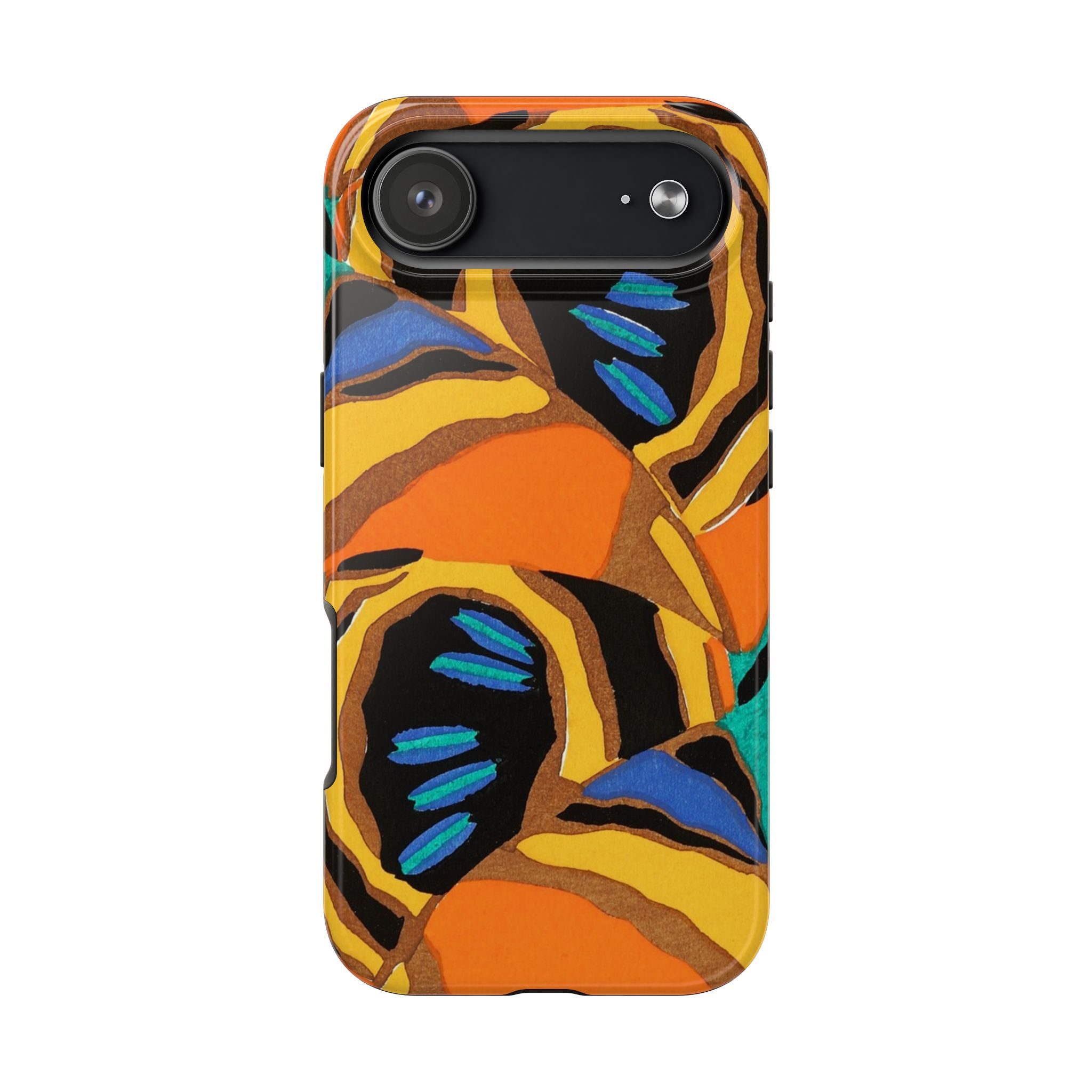 Orange, Black & Blue Abstract Phone Case - Image 100