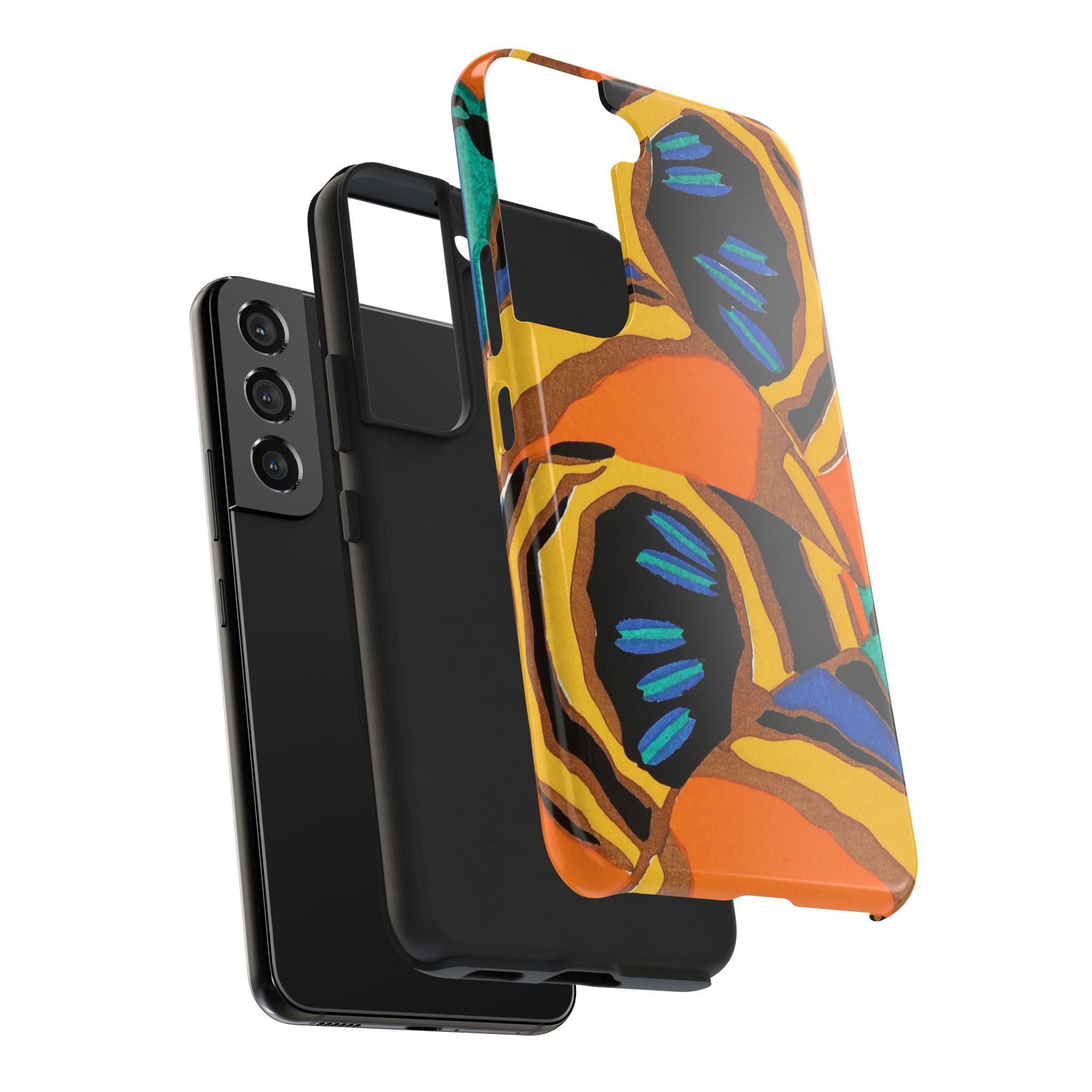 Orange, Black & Blue Abstract Phone Case - Image 92