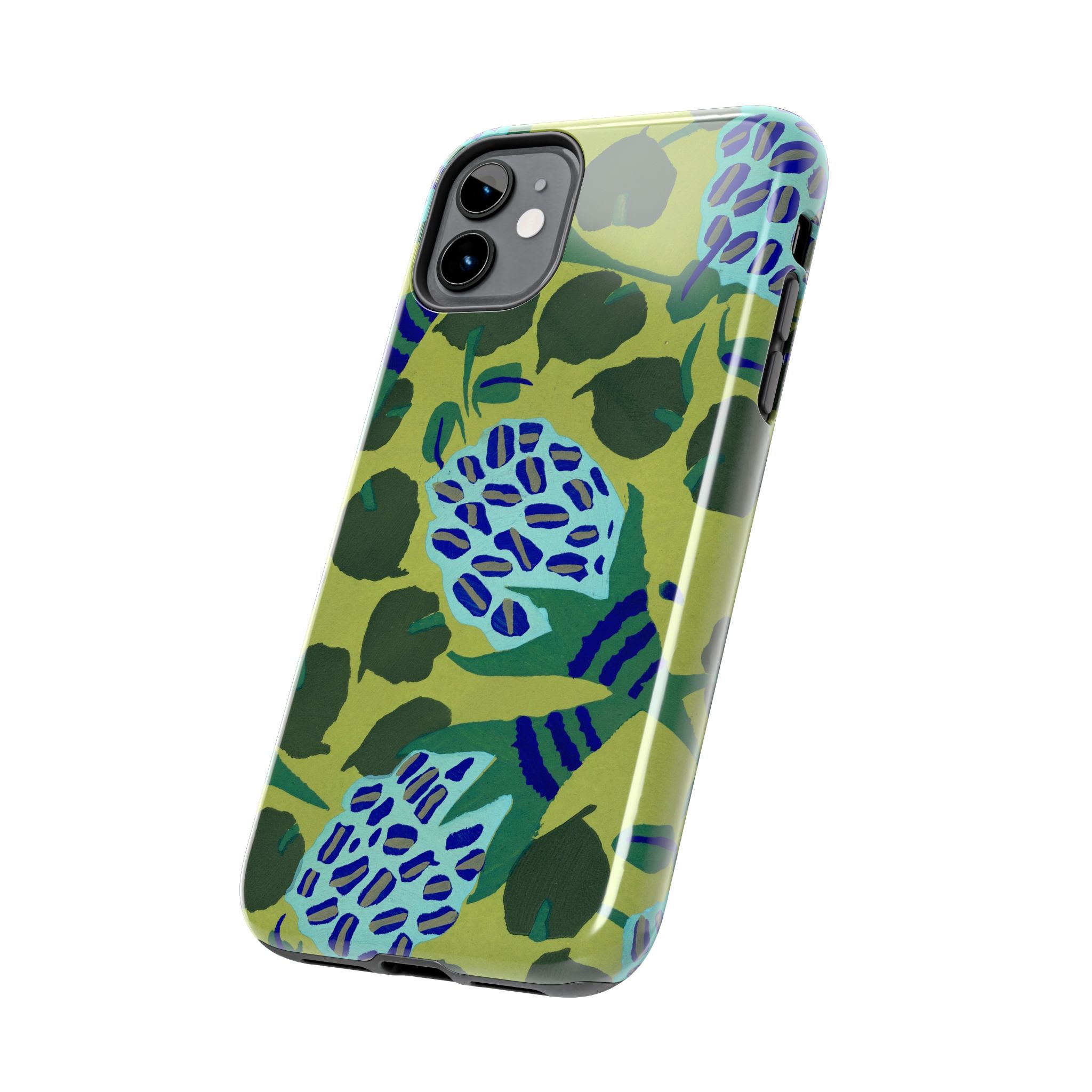 Blue & Green Floral Abstract Phone Case - Image 3