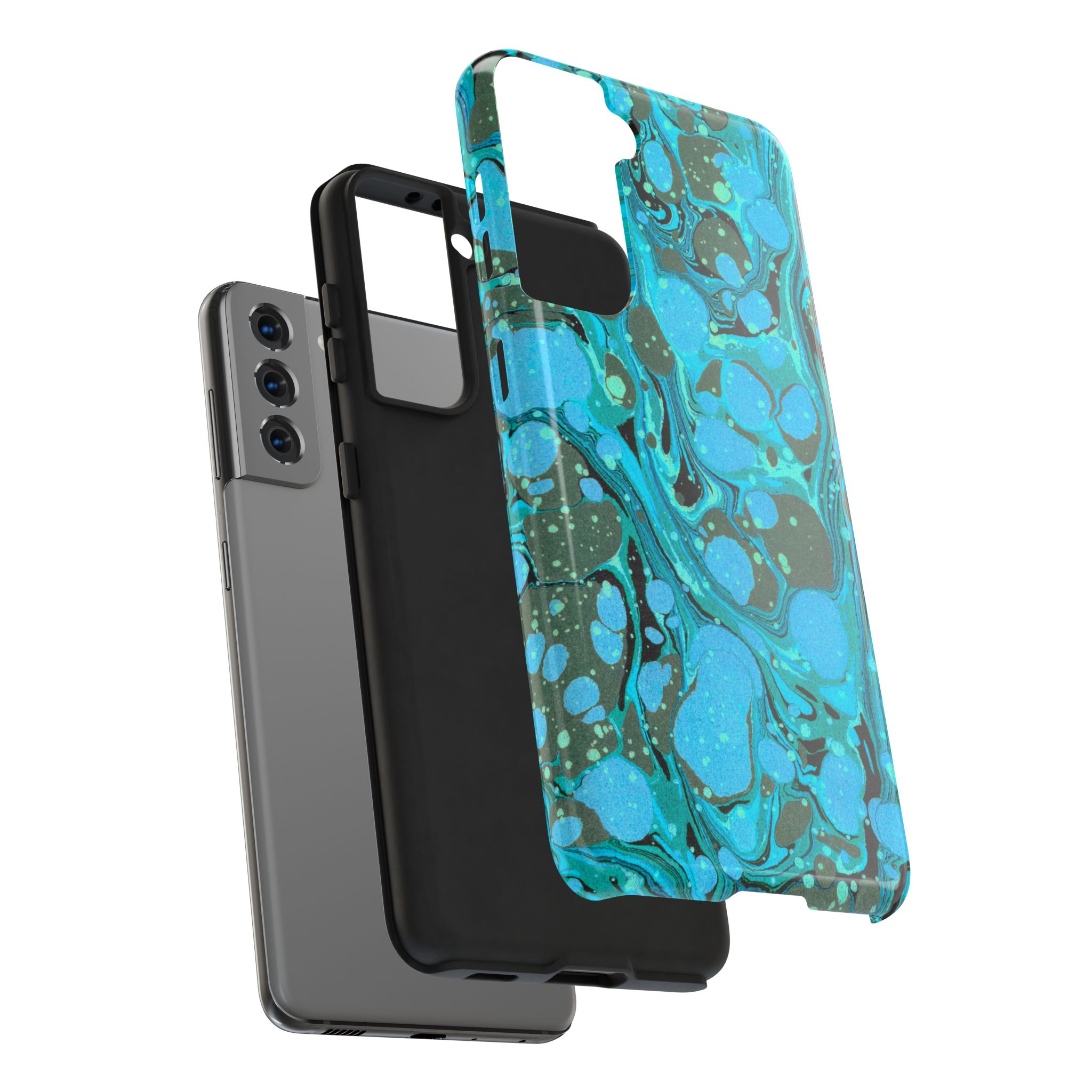 Marbled Phone Case - Aqua & Moss Green - Image 96