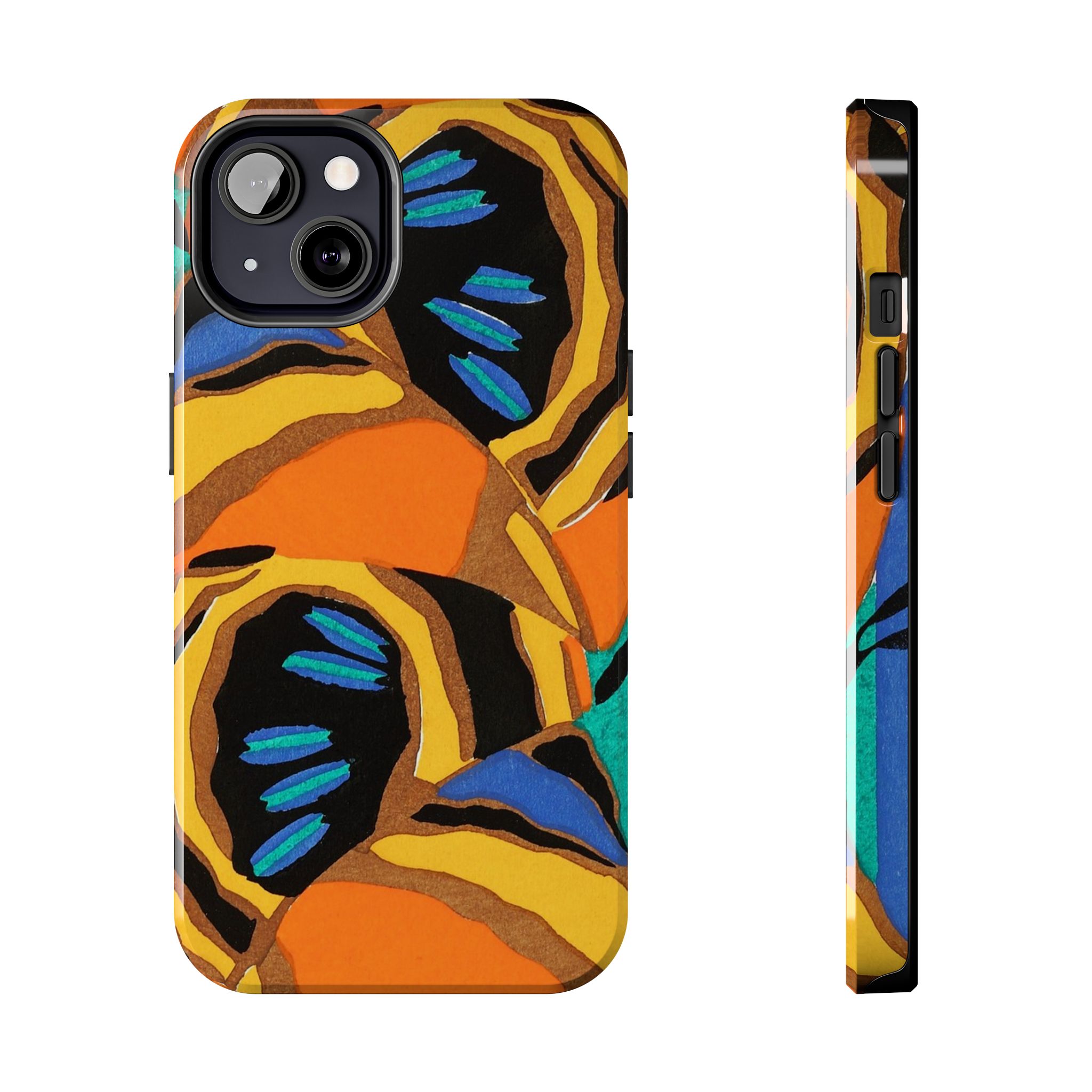 Orange, Black & Blue Abstract Phone Case - Image 29