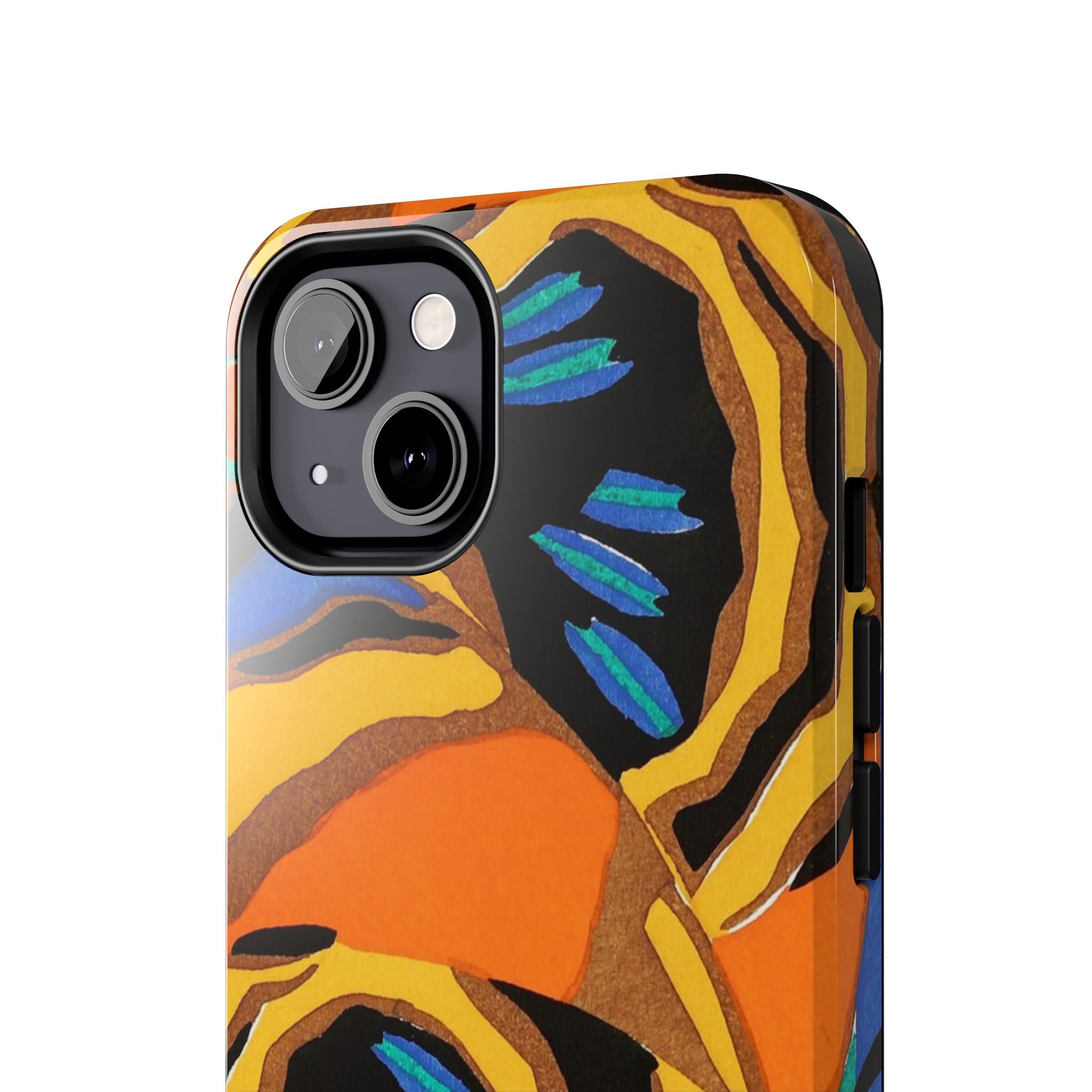 Orange, Black & Blue Abstract Phone Case - Image 32