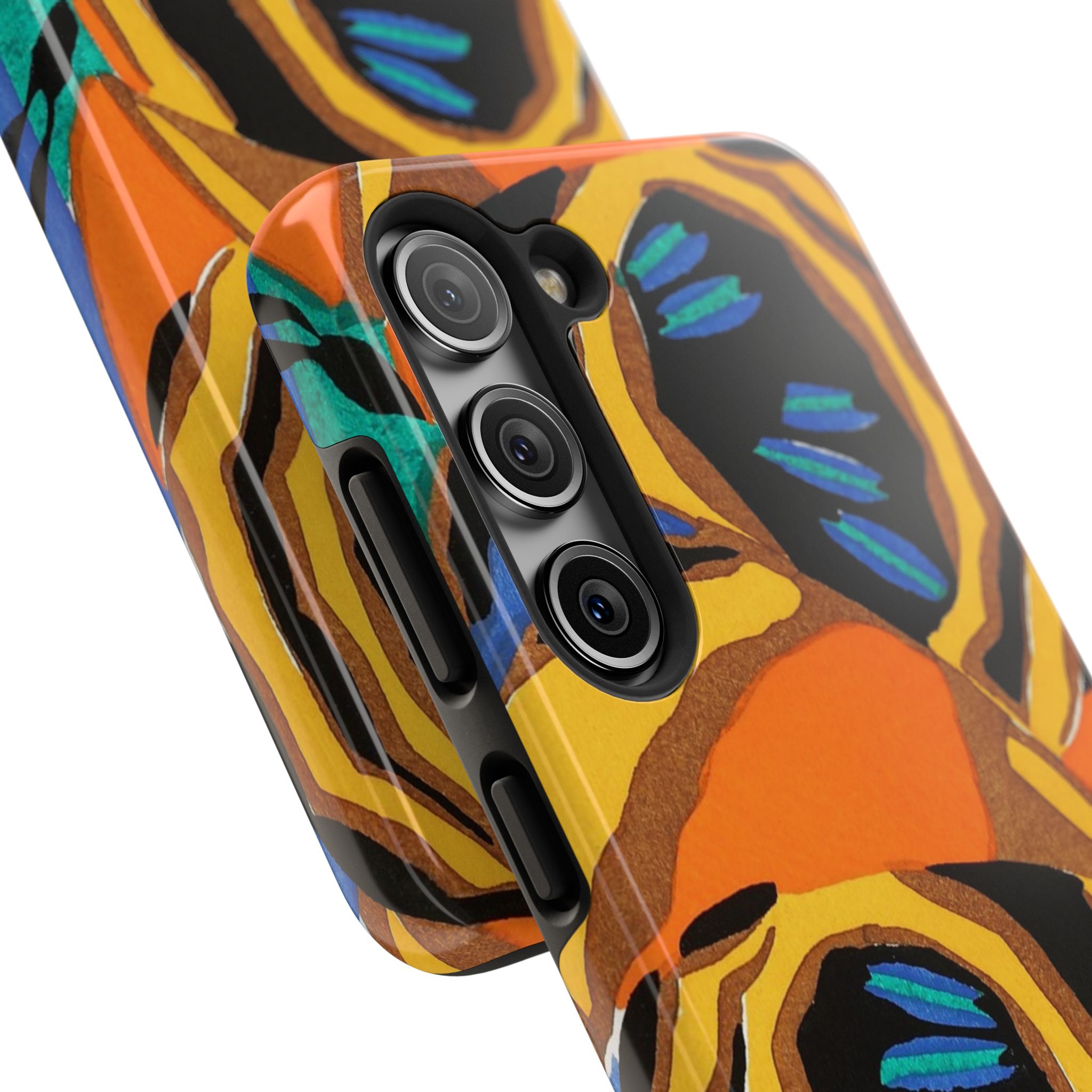 Orange, Black & Blue Abstract Phone Case - Image 86