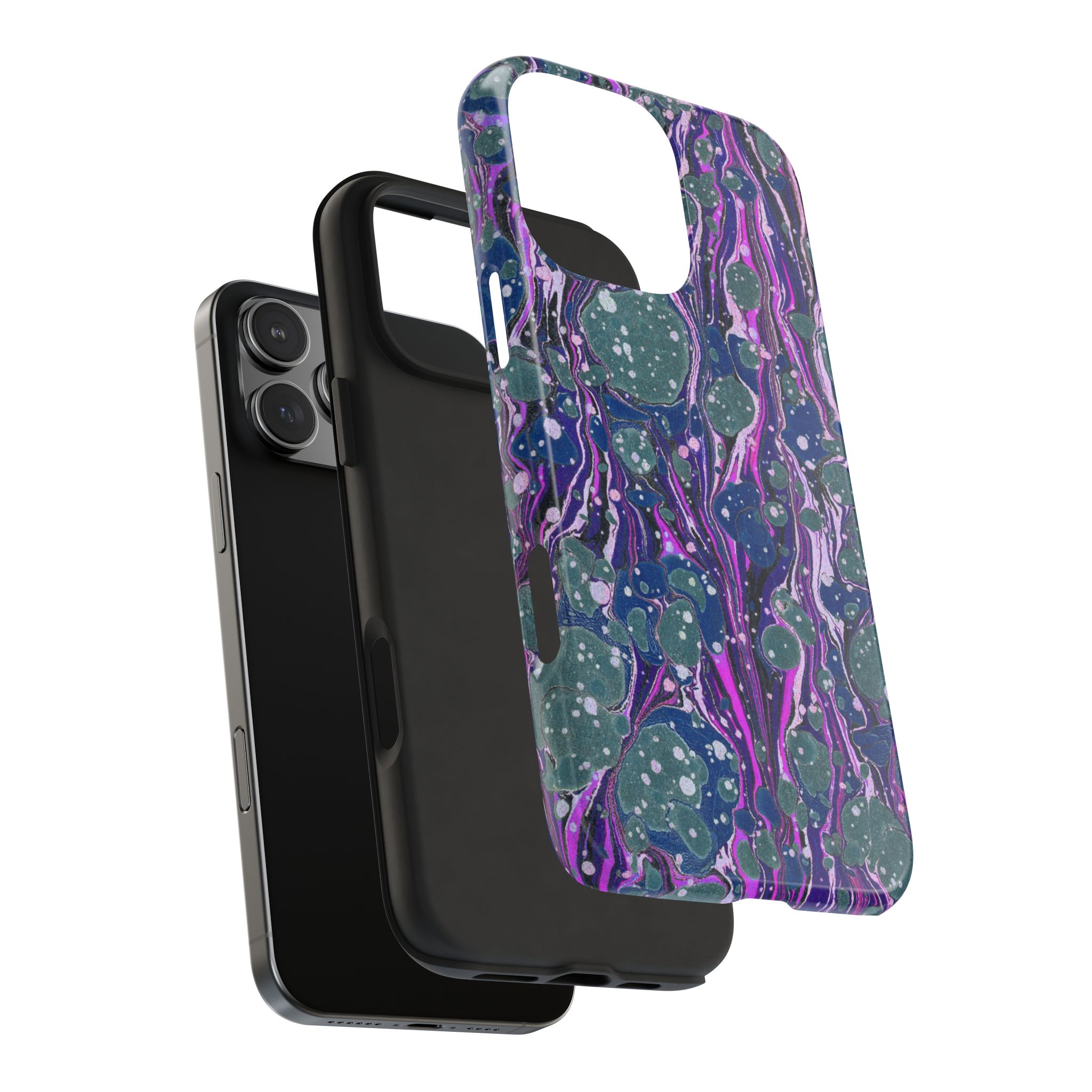 Marbled Phone Case - Navy, Magenta & Moss Green - Image 74
