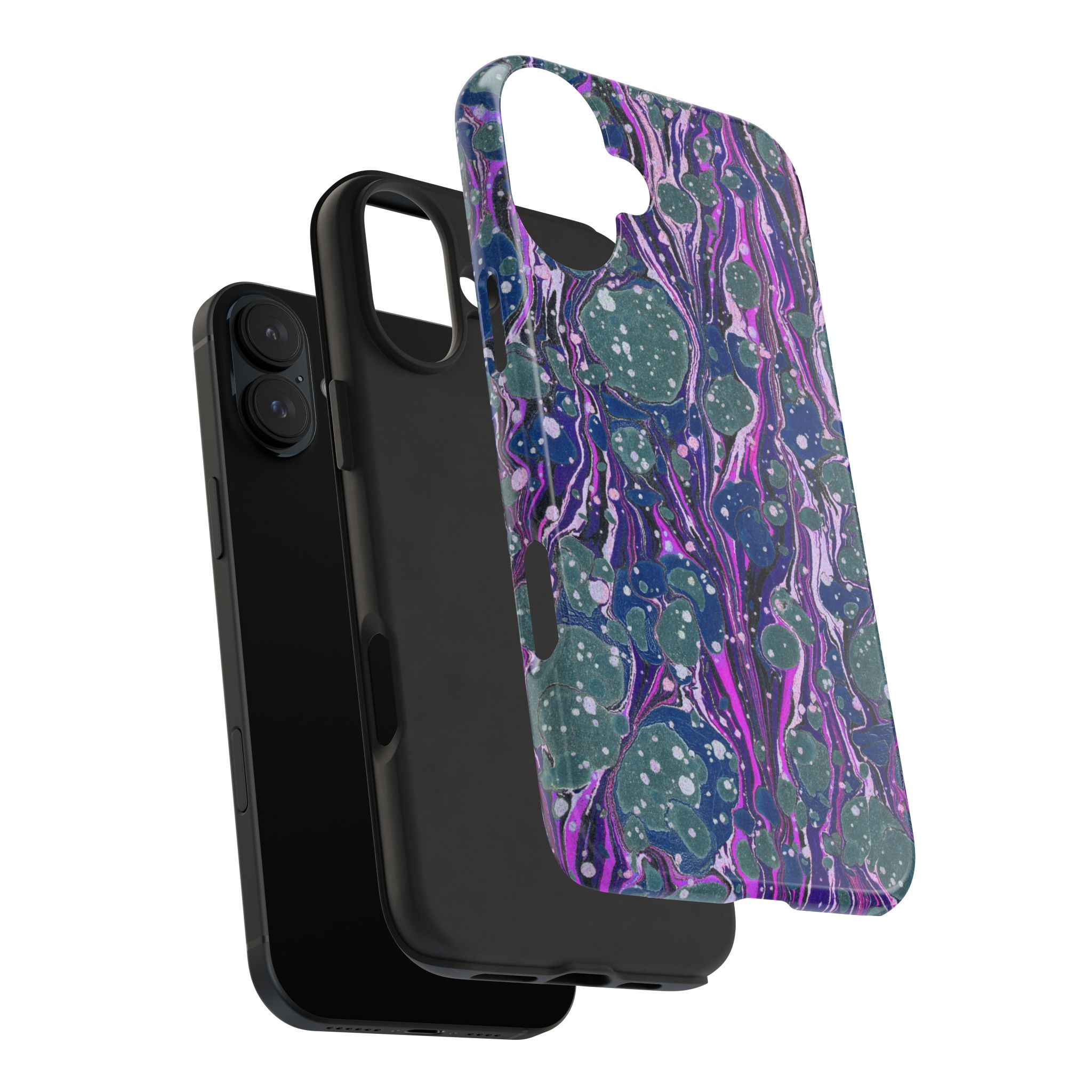 Marbled Phone Case - Navy, Magenta & Moss Green - Image 80
