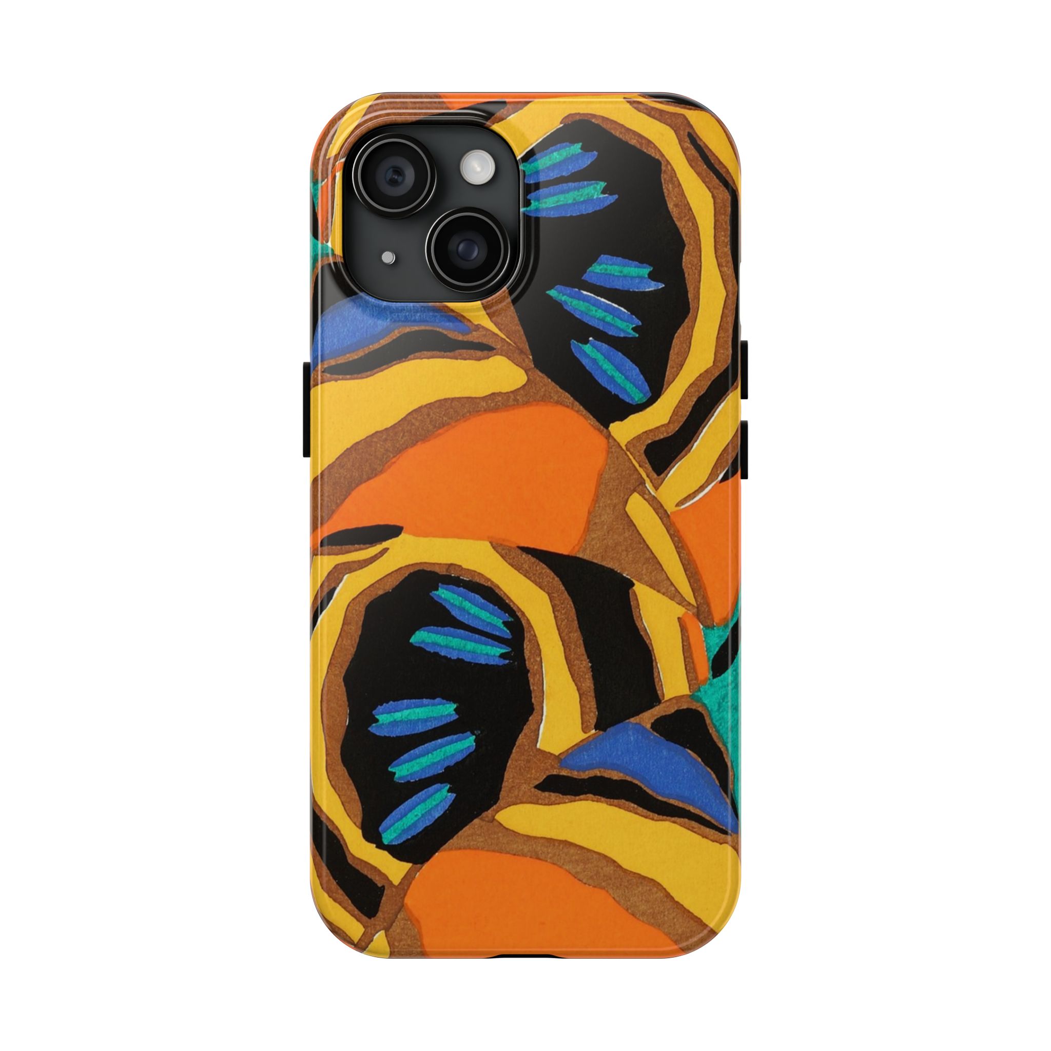 Orange, Black & Blue Abstract Phone Case - Image 53