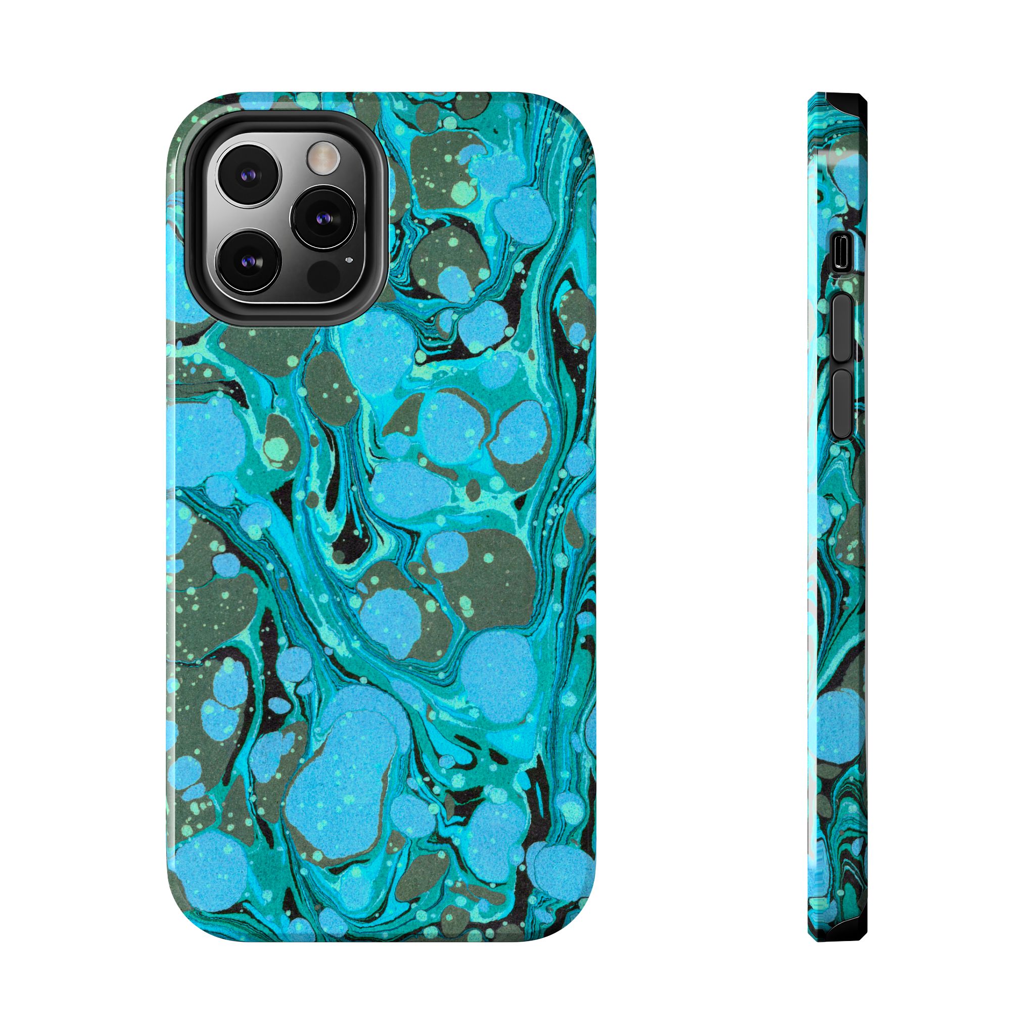 Marbled Phone Case - Aqua & Moss Green - Image 21