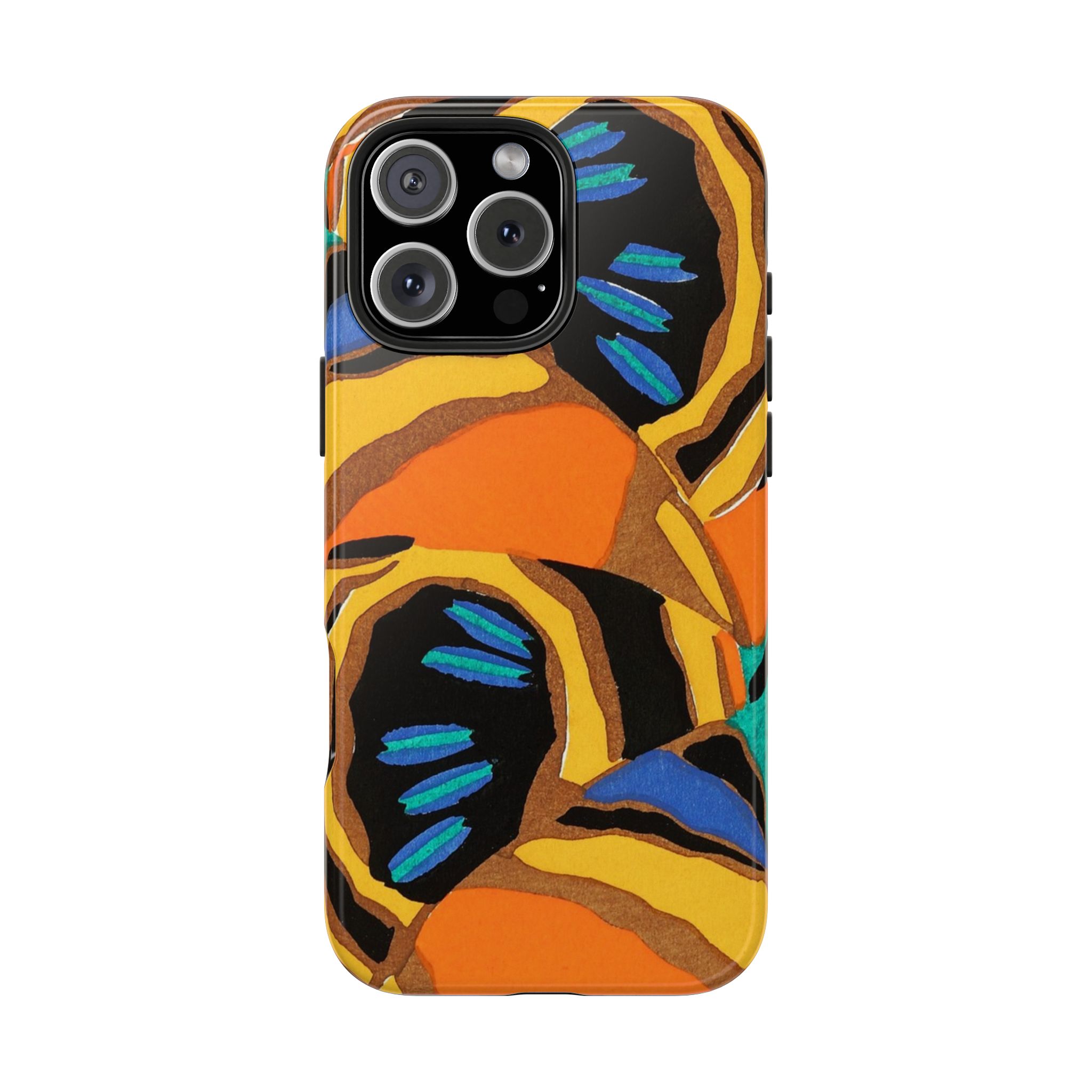 Orange, Black & Blue Abstract Phone Case - Image 72