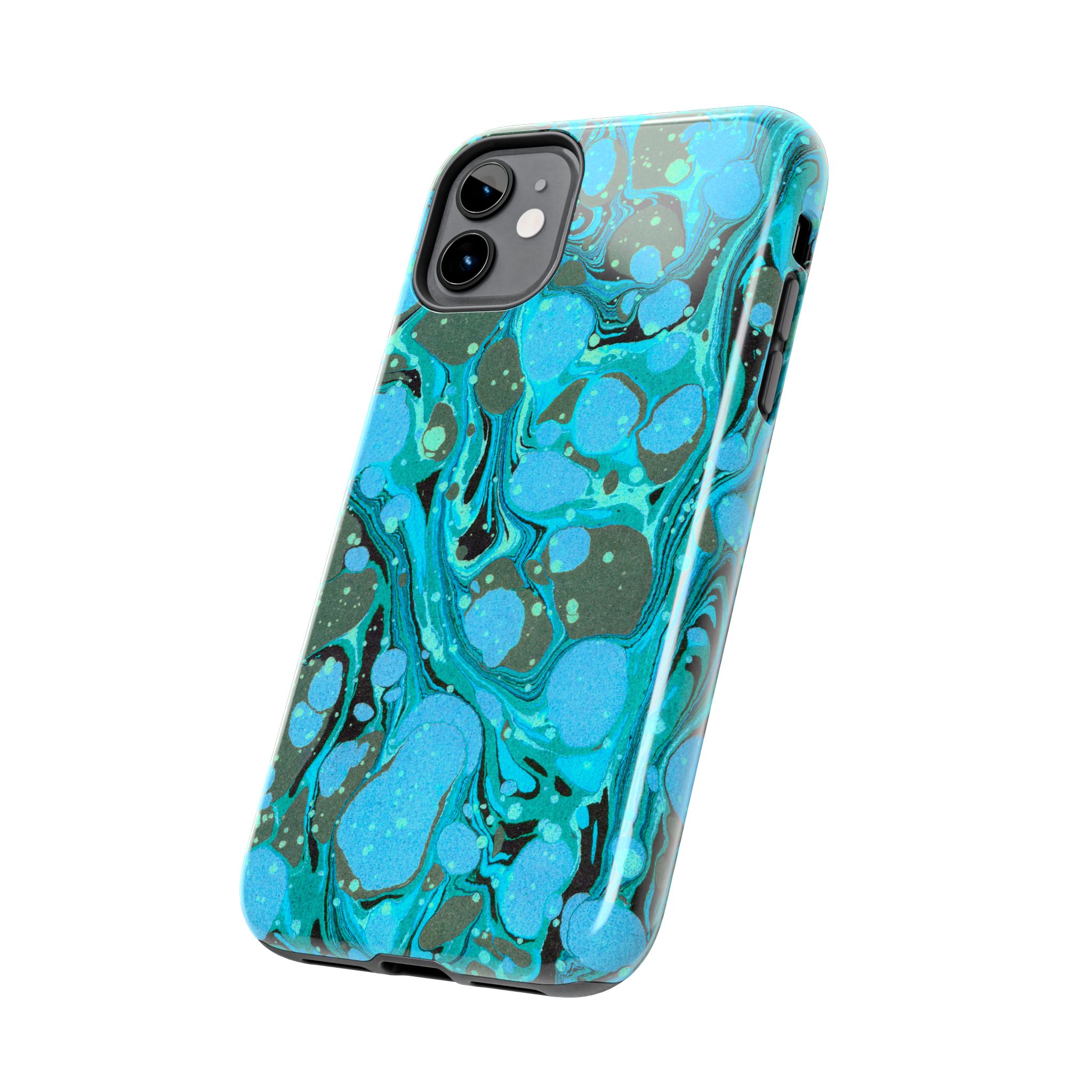 Marbled Phone Case - Aqua & Moss Green - Image 3