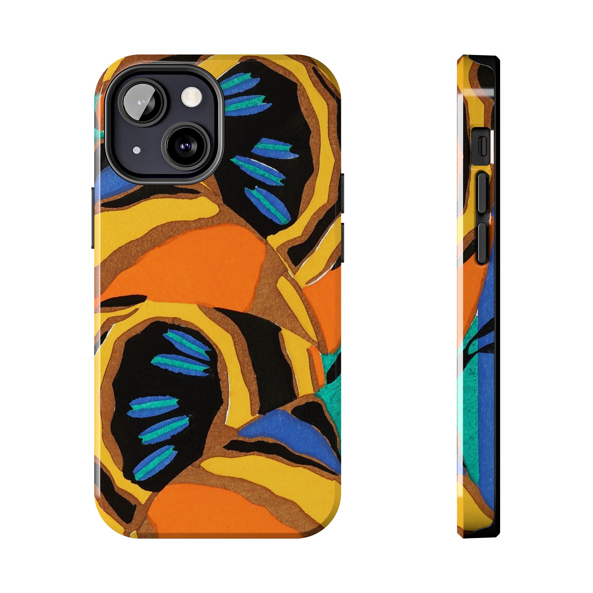 Orange, Black & Blue Abstract Phone Case - Image 33