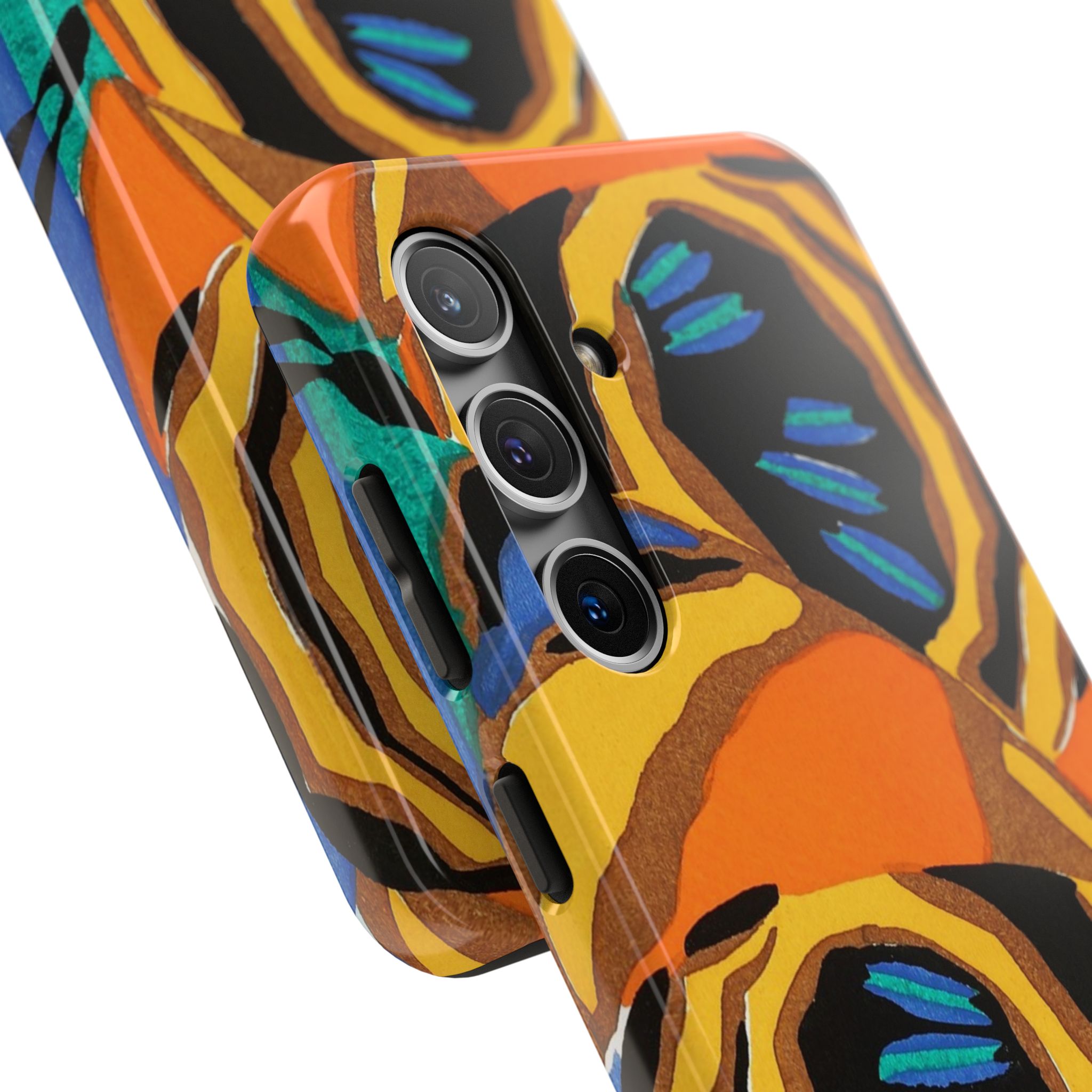 Orange, Black & Blue Abstract Phone Case - Image 82