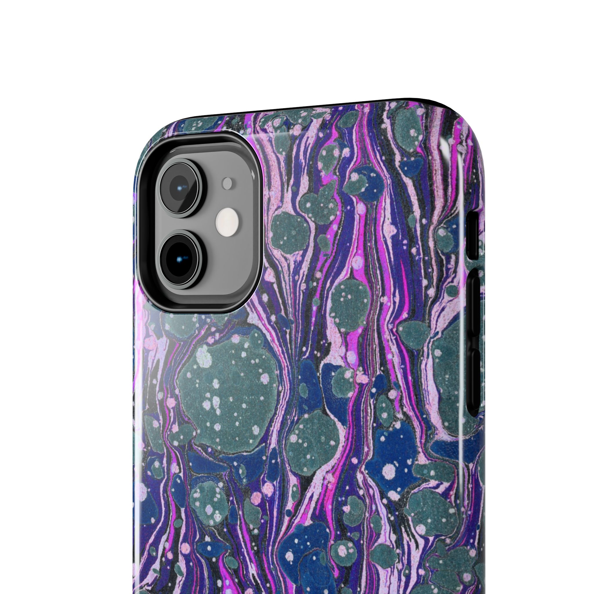 Marbled Phone Case - Navy, Magenta & Moss Green - Image 4