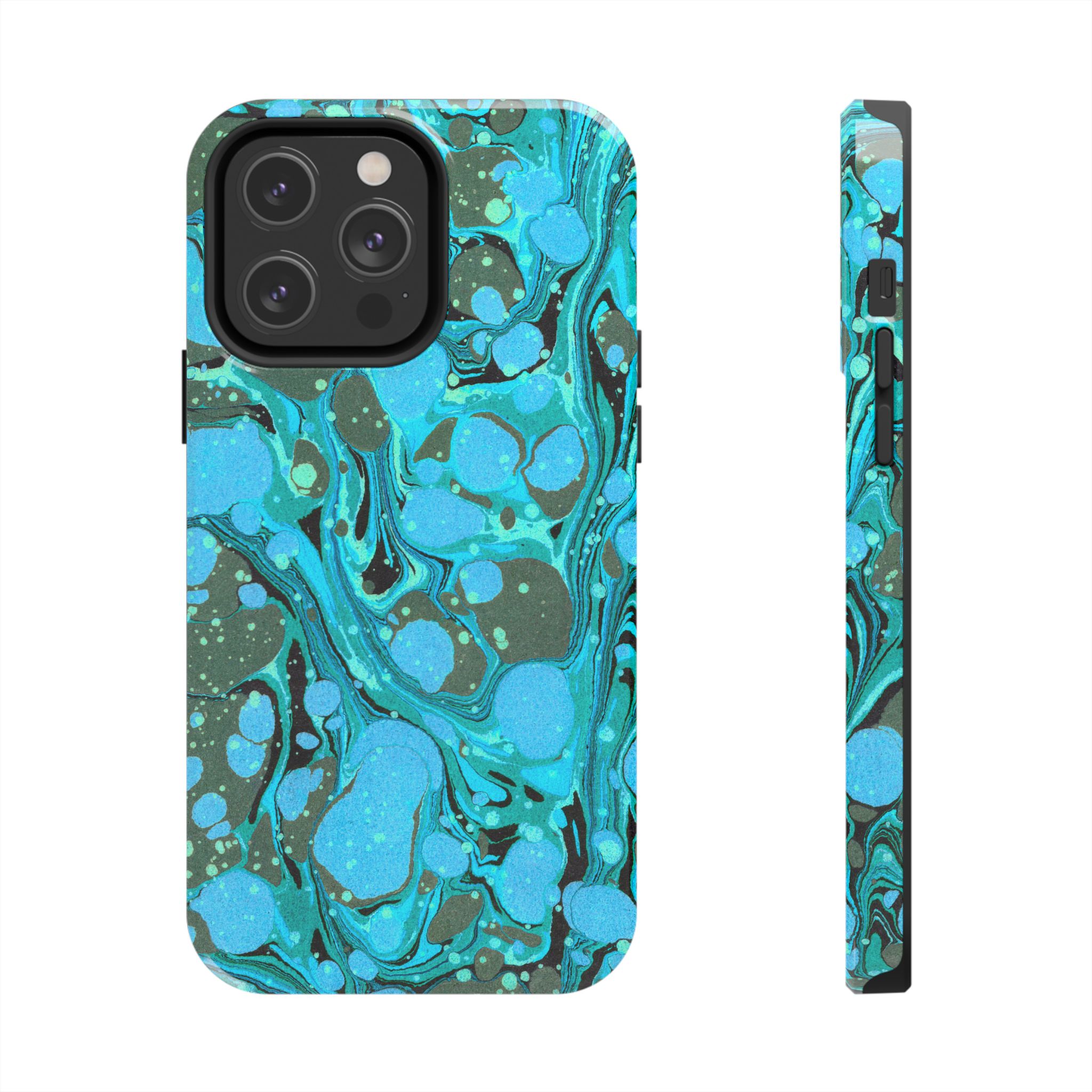 Marbled Phone Case - Aqua & Moss Green - Image 49
