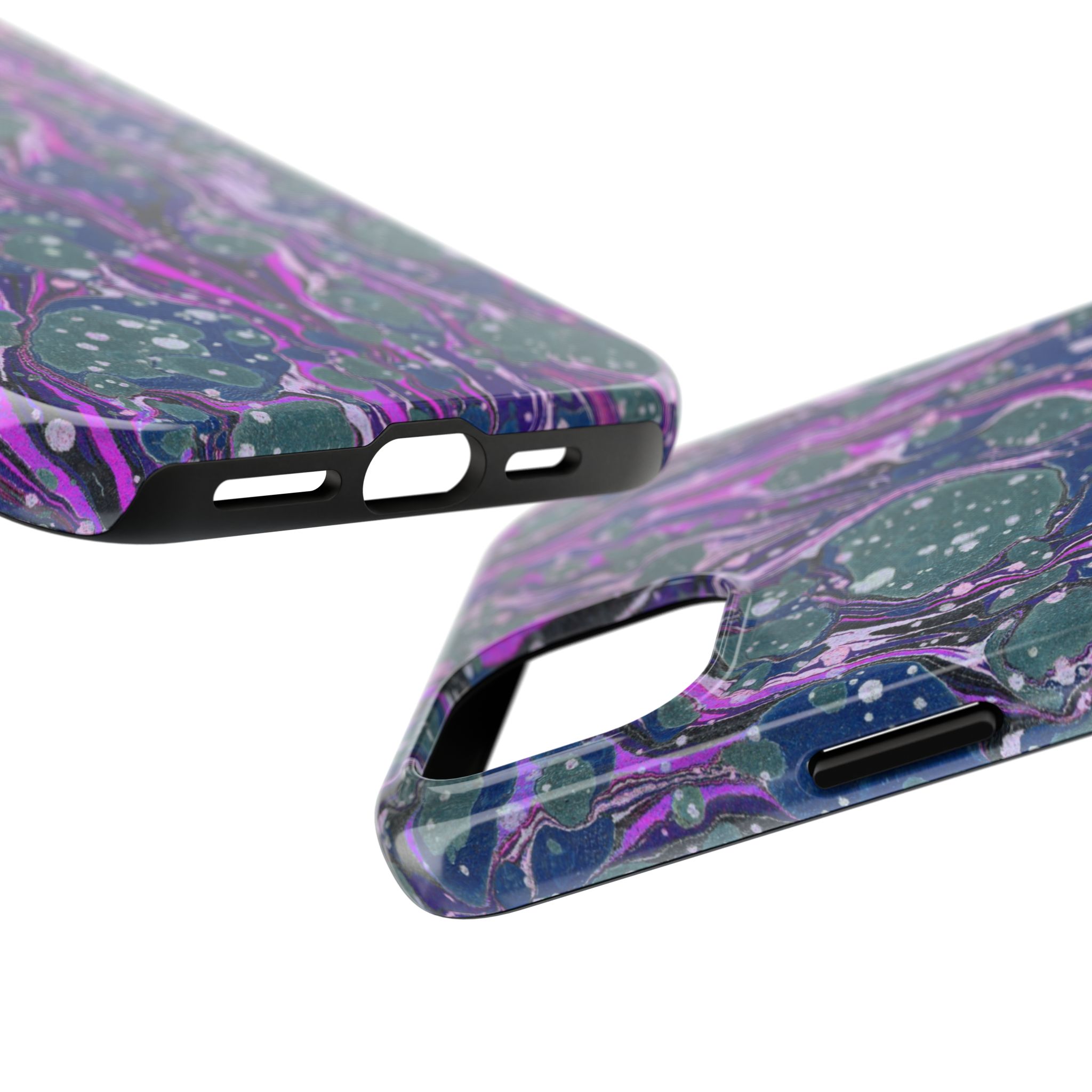 Marbled Phone Case - Navy, Magenta & Moss Green - Image 63