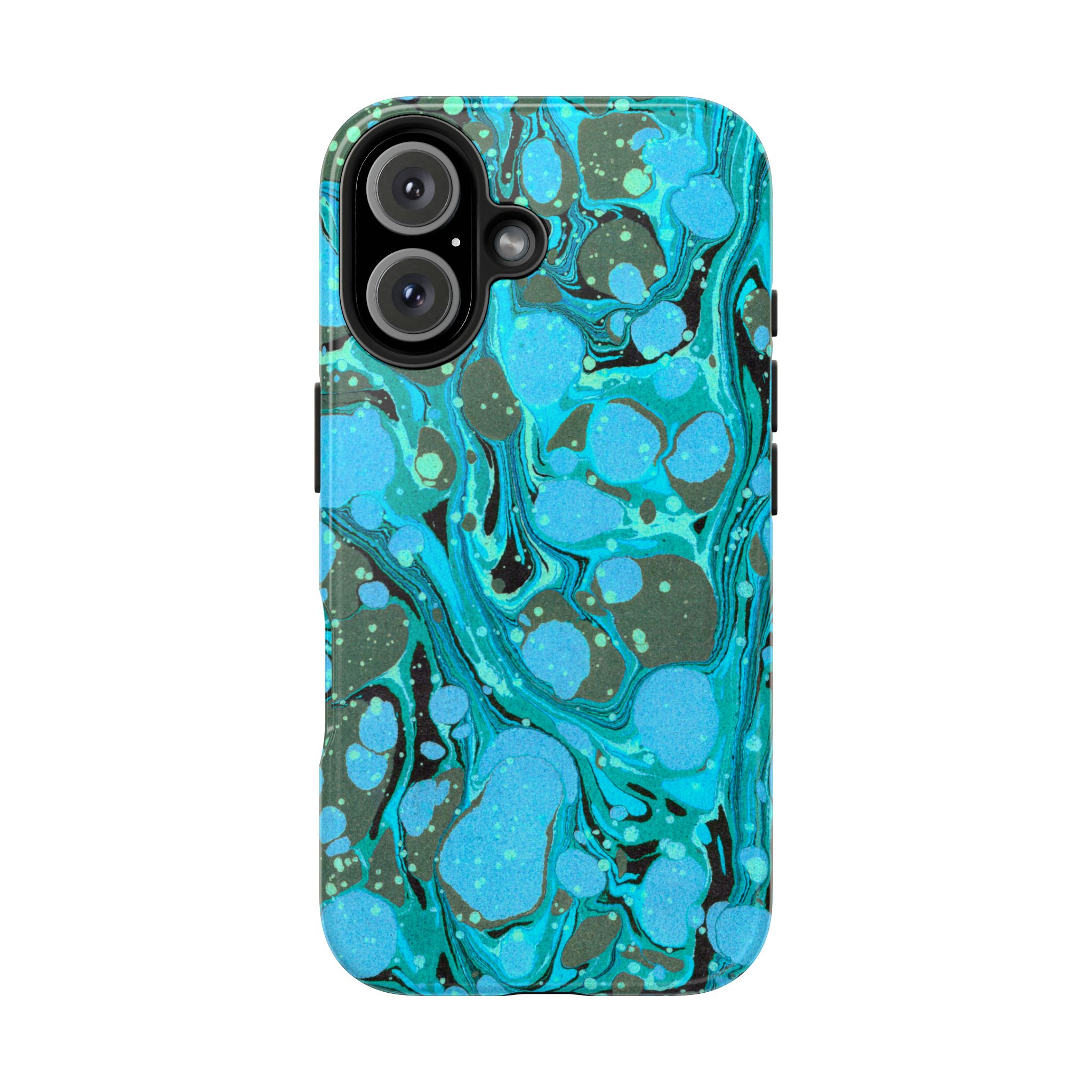 Marbled Phone Case - Aqua & Moss Green - Image 75