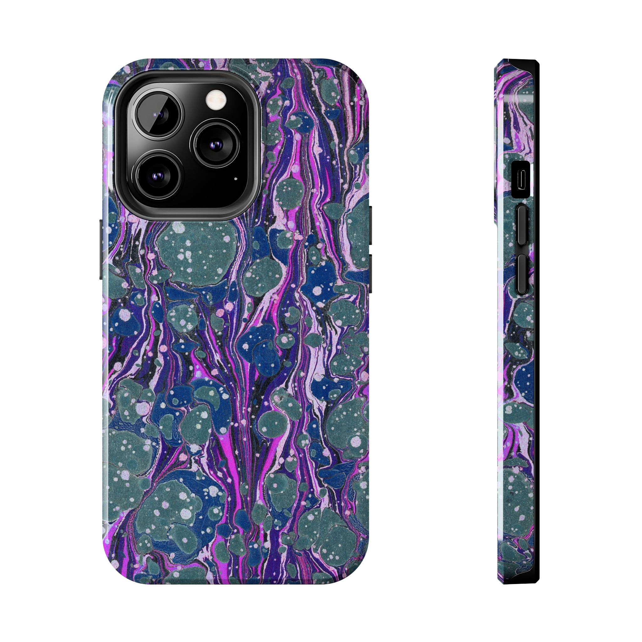 Marbled Phone Case - Navy, Magenta & Moss Green - Image 37