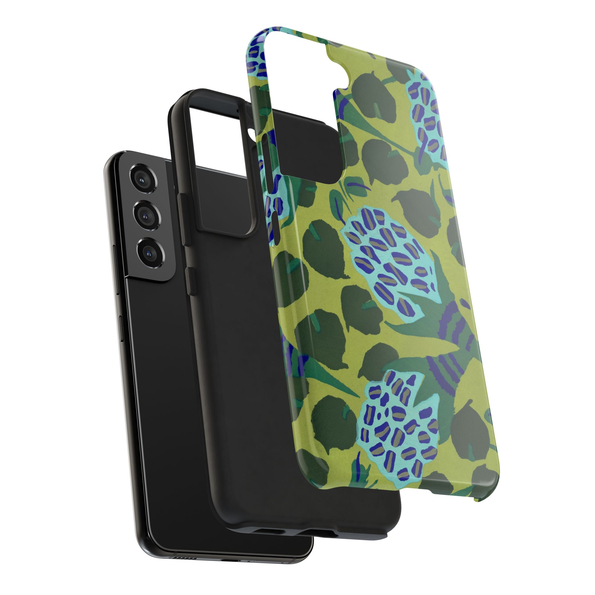 Blue & Green Floral Abstract Phone Case - Image 92