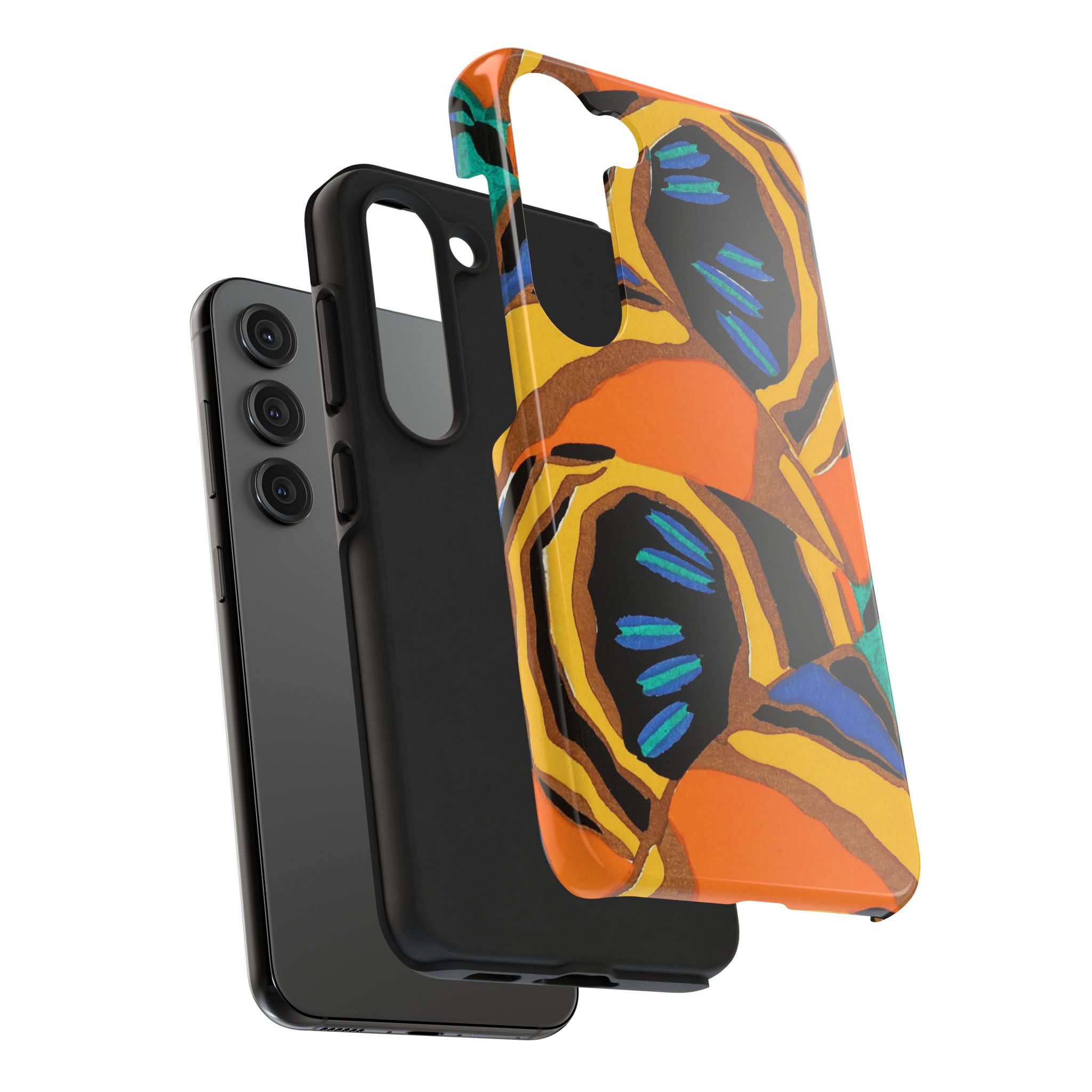 Orange, Black & Blue Abstract Phone Case - Image 88