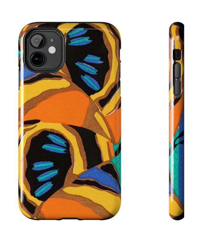 Orange, Black & Blue Abstract Phone Case
