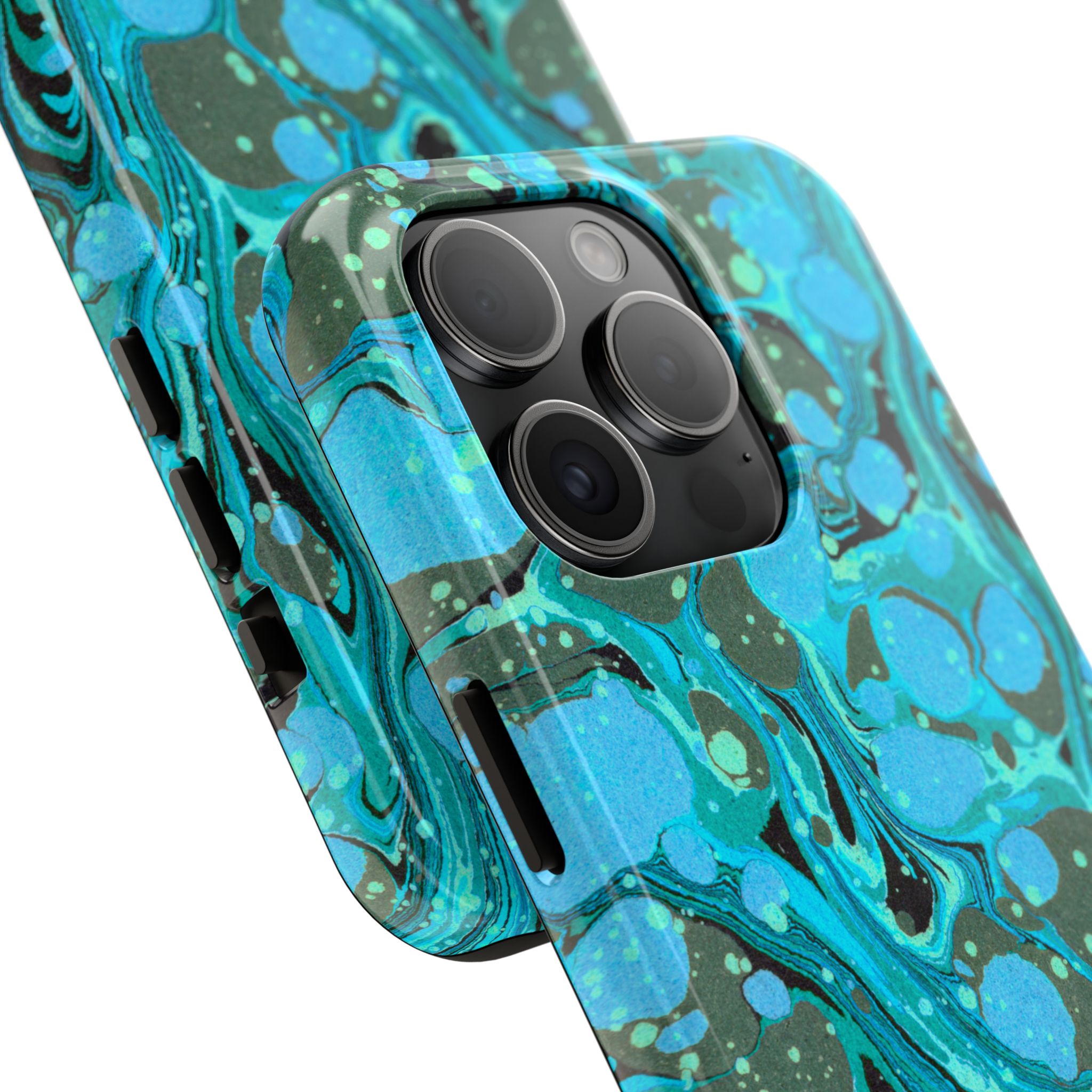 Marbled Phone Case - Aqua & Moss Green - Image 58