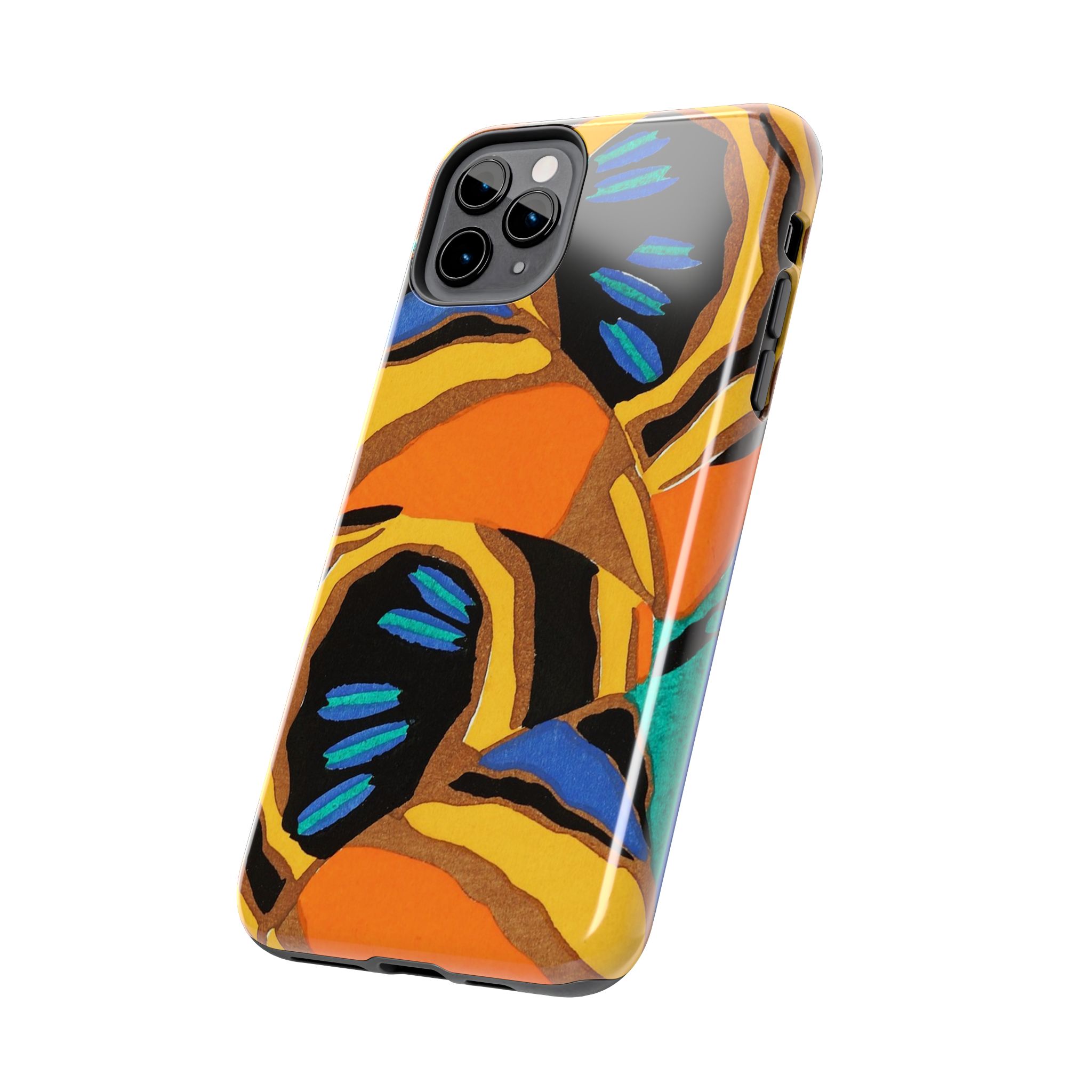 Orange, Black & Blue Abstract Phone Case - Image 11