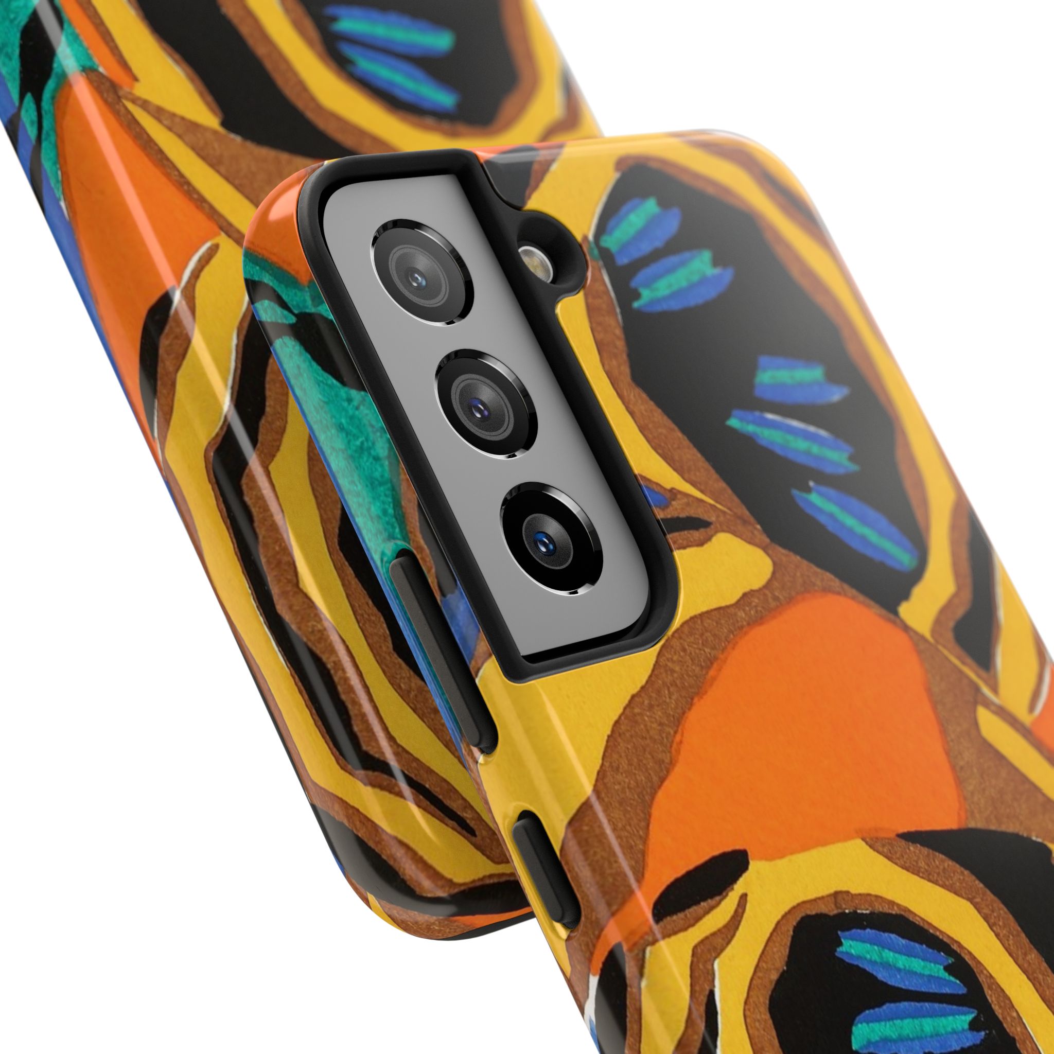 Orange, Black & Blue Abstract Phone Case - Image 90