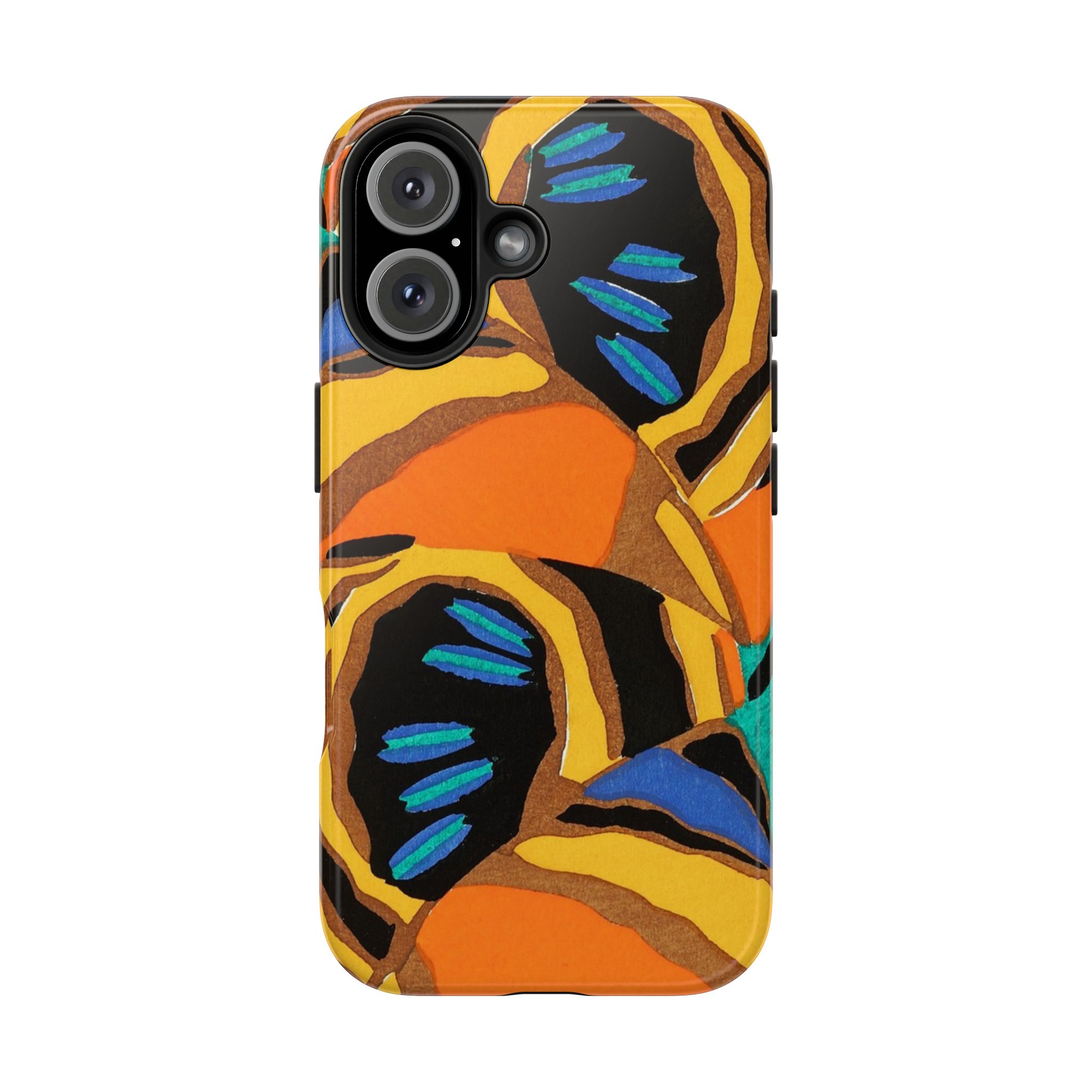 Orange, Black & Blue Abstract Phone Case - Image 75