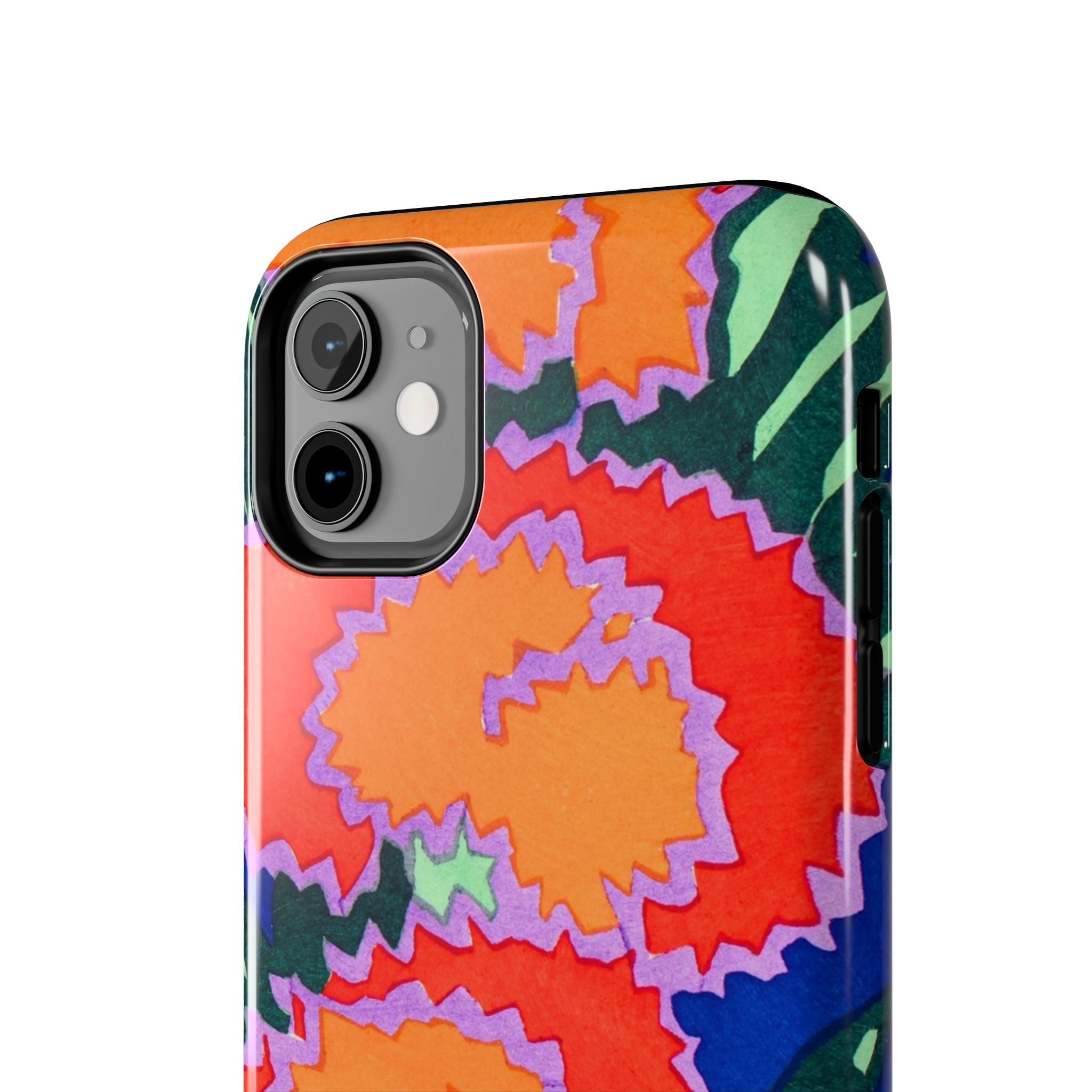 Orange & Red Floral Abstract Phone Case - Image 4