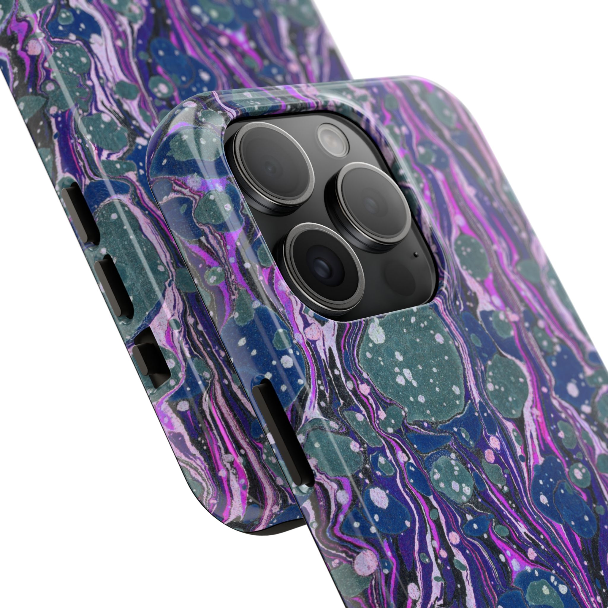 Marbled Phone Case - Navy, Magenta & Moss Green - Image 58