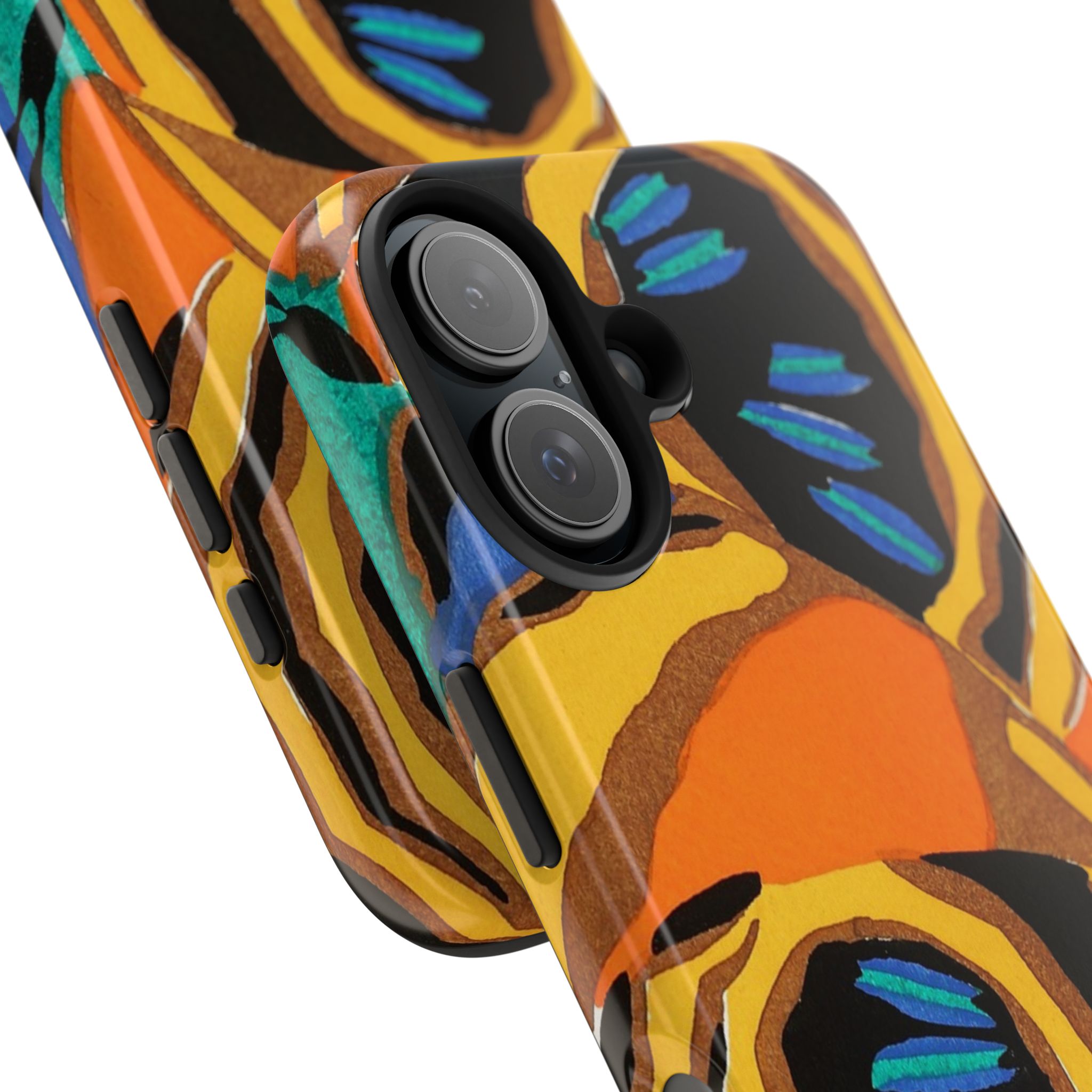 Orange, Black & Blue Abstract Phone Case - Image 76