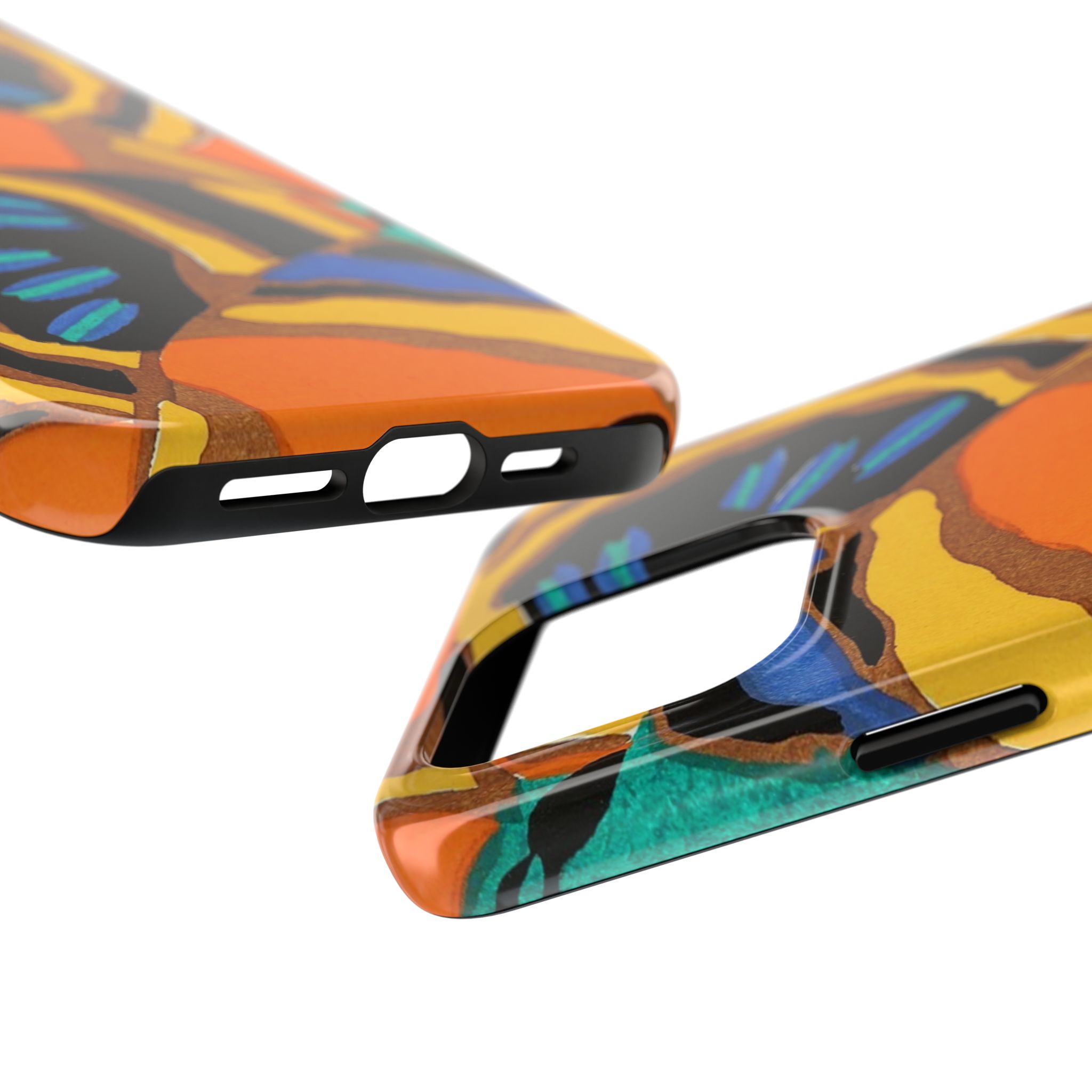Orange, Black & Blue Abstract Phone Case - Image 67