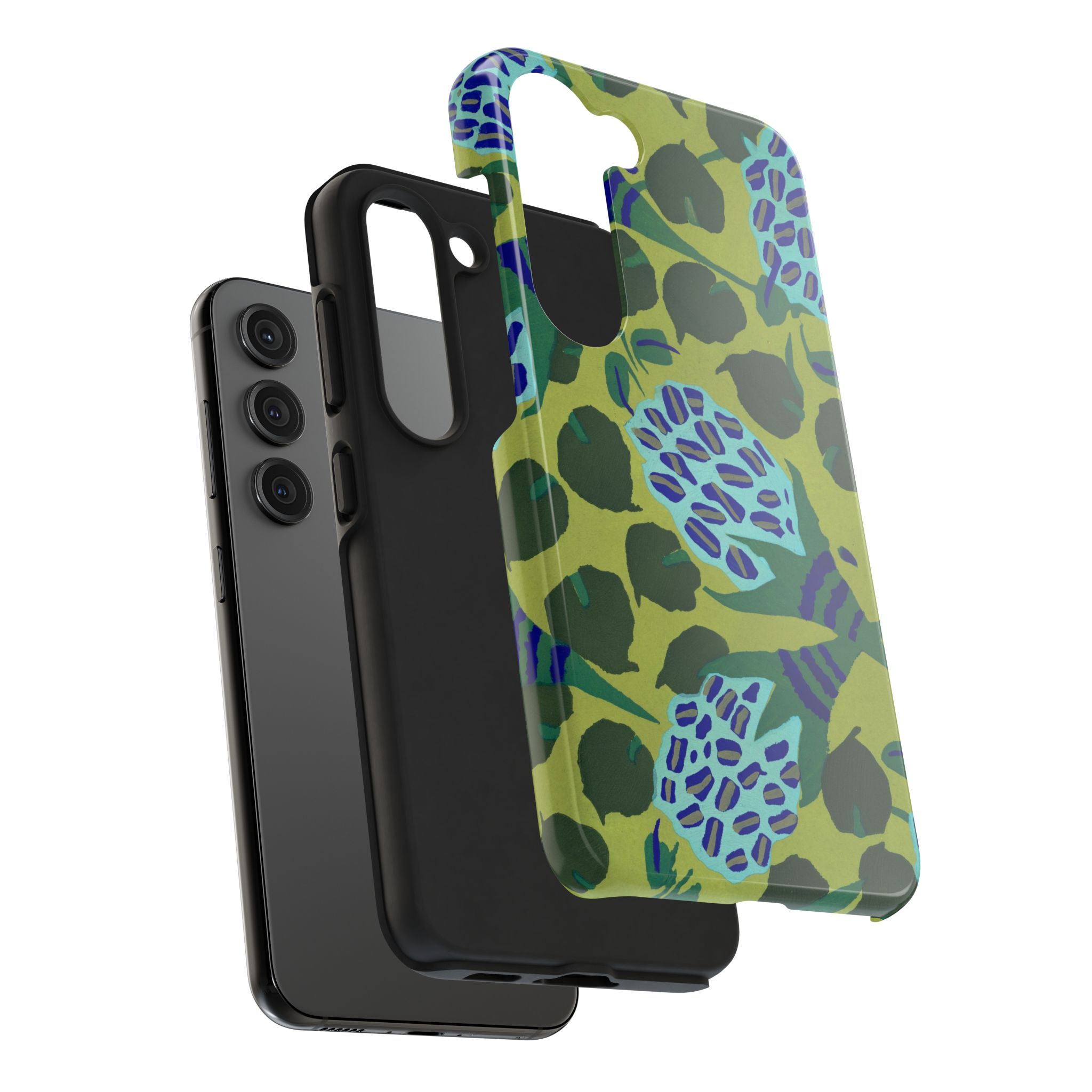 Blue & Green Floral Abstract Phone Case - Image 88