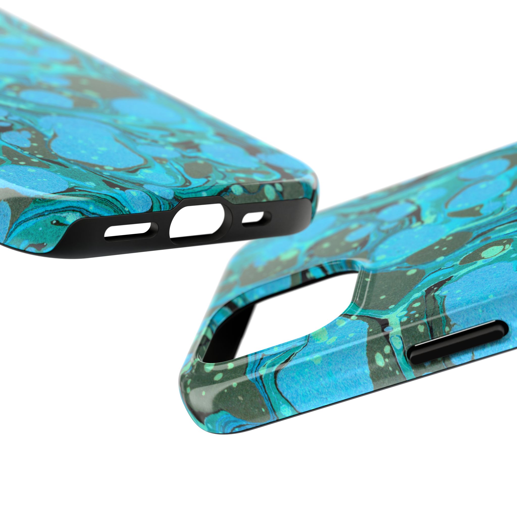 Marbled Phone Case - Aqua & Moss Green - Image 55