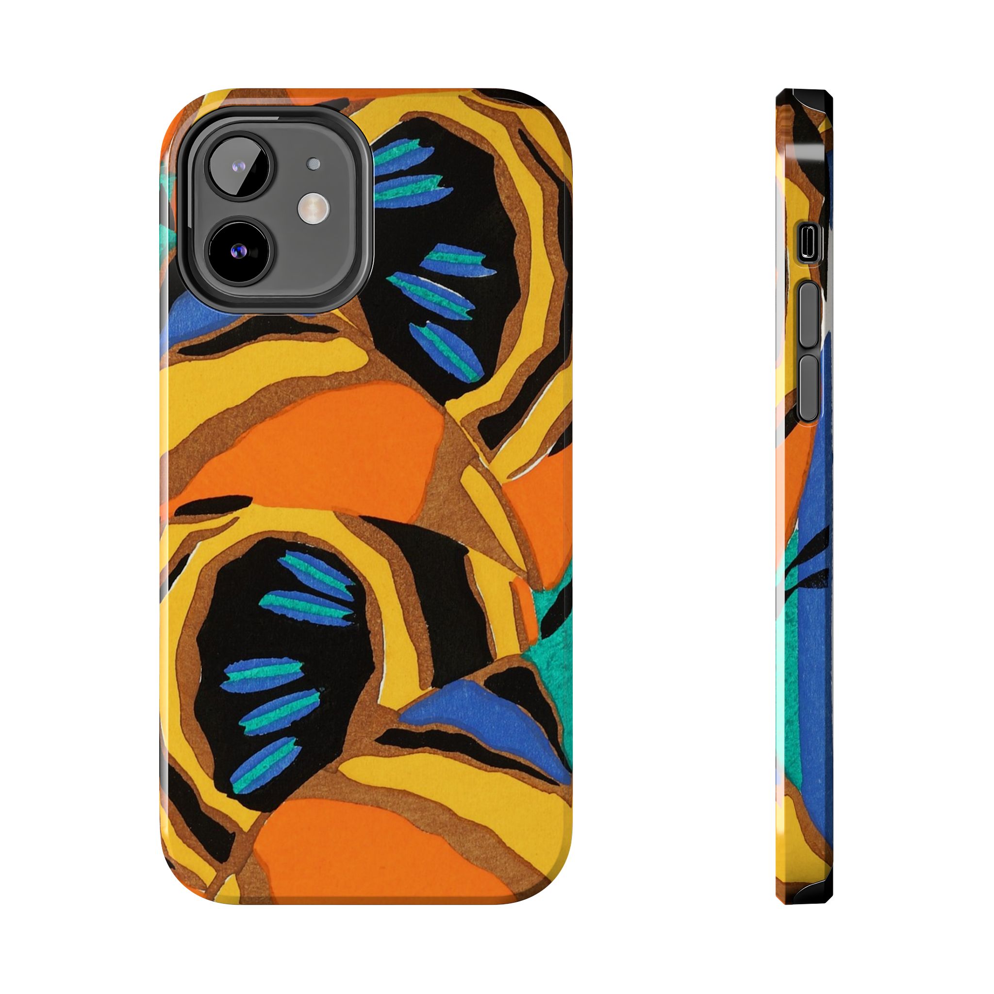 Orange, Black & Blue Abstract Phone Case - Image 13