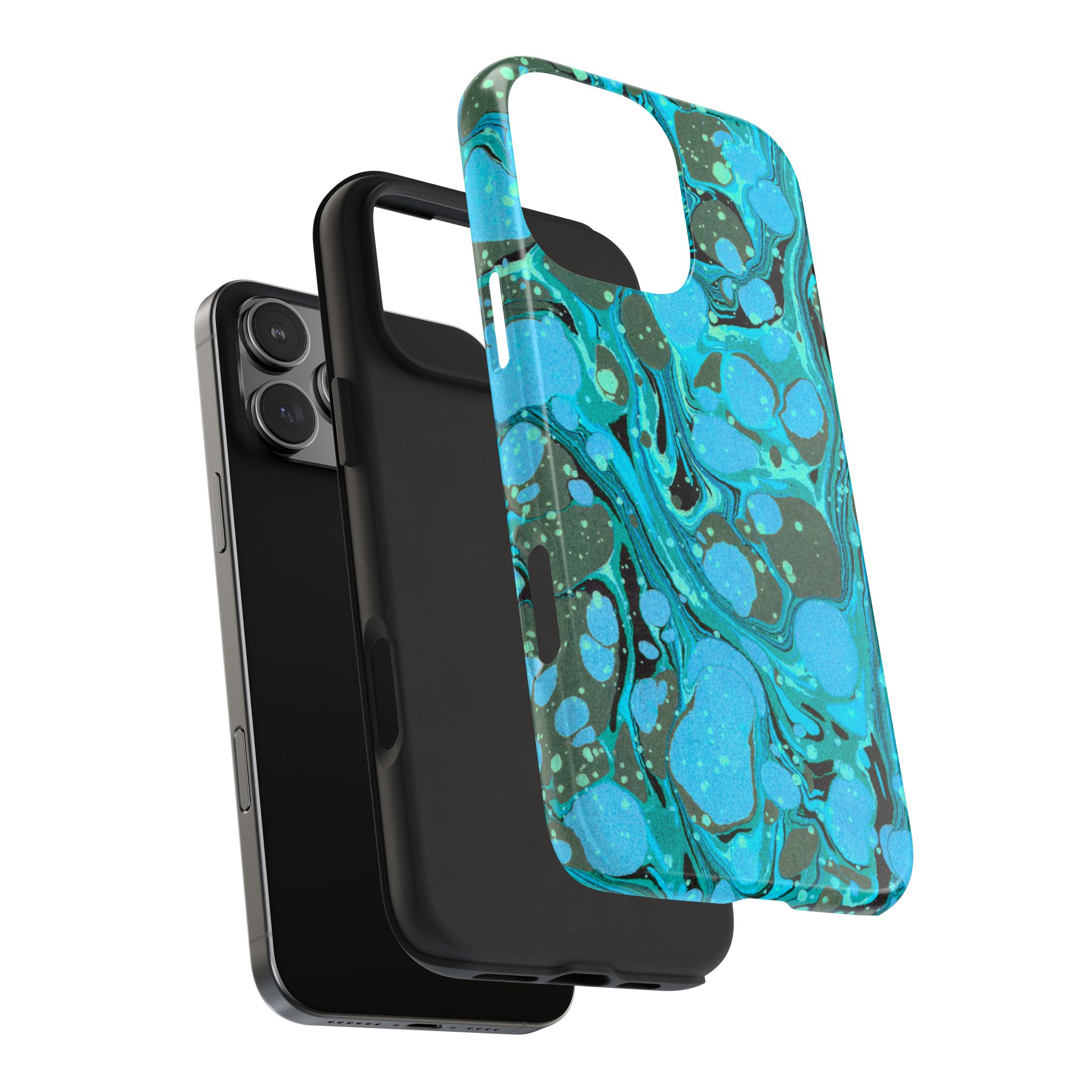 Marbled Phone Case - Aqua & Moss Green - Image 74