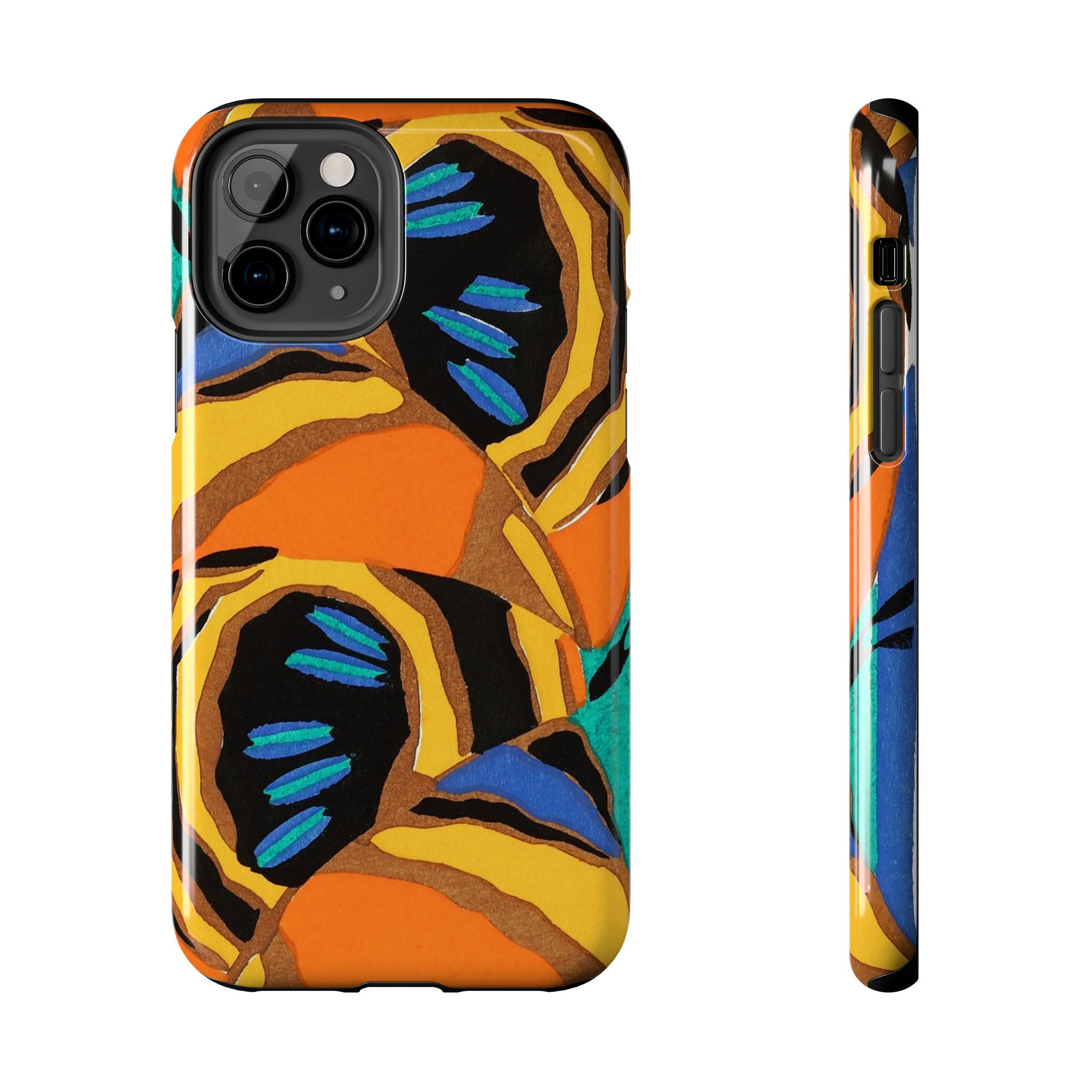 Orange, Black & Blue Abstract Phone Case - Image 5