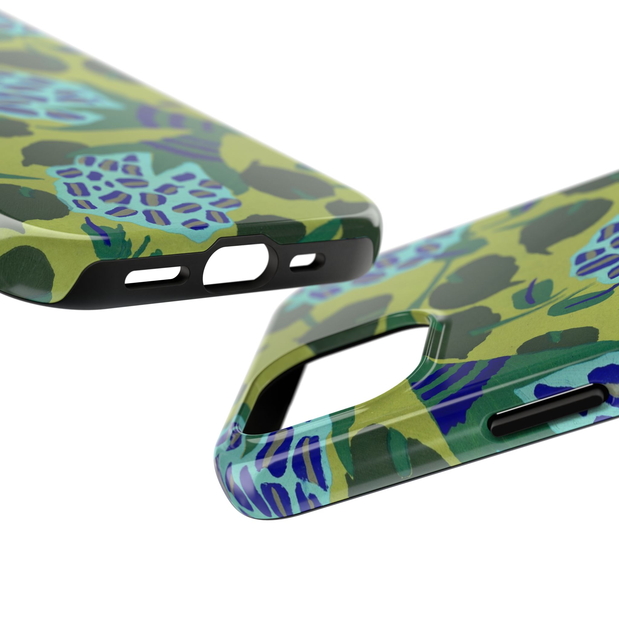 Blue & Green Floral Abstract Phone Case - Image 55