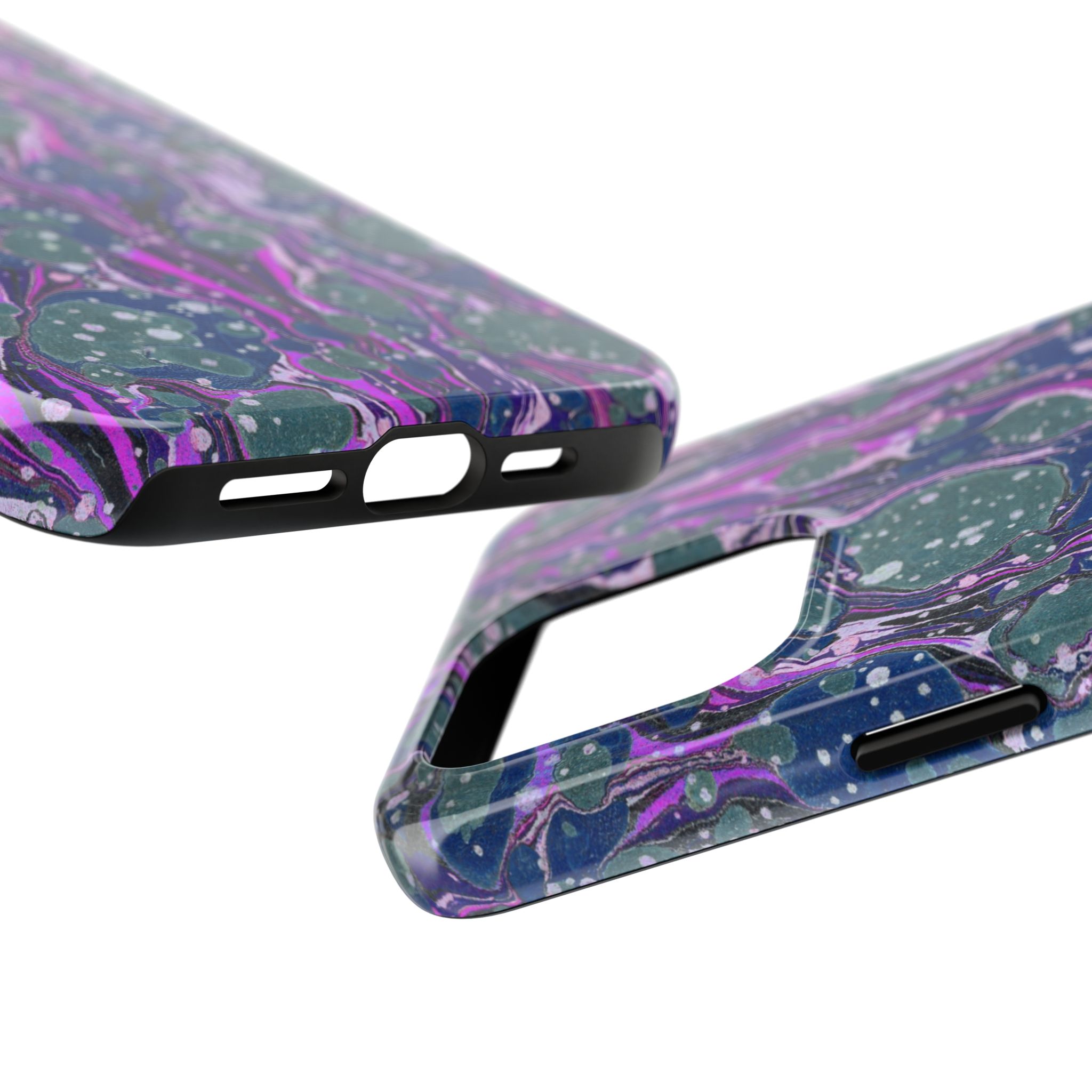 Marbled Phone Case - Navy, Magenta & Moss Green - Image 67