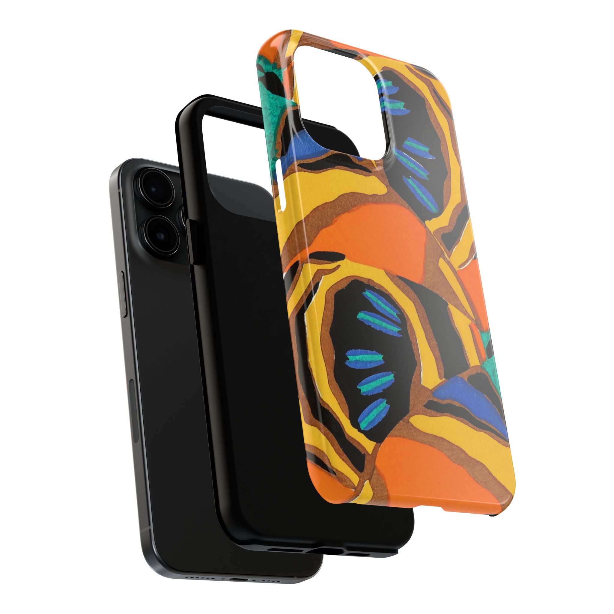Orange, Black & Blue Abstract Phone Case - Image 68