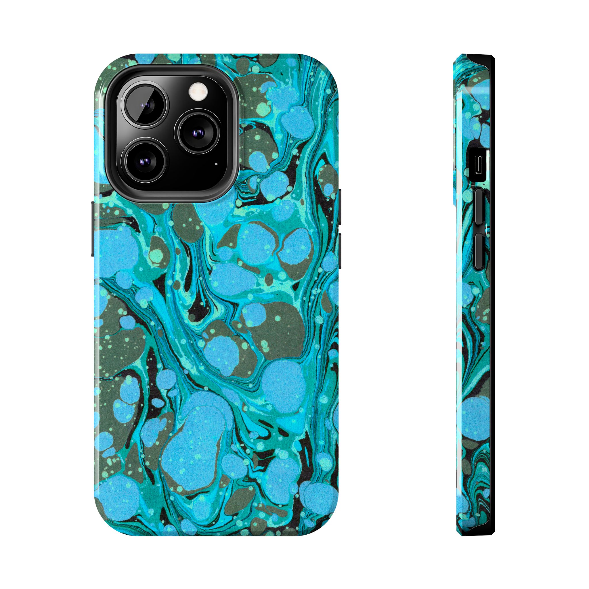 Marbled Phone Case - Aqua & Moss Green - Image 37